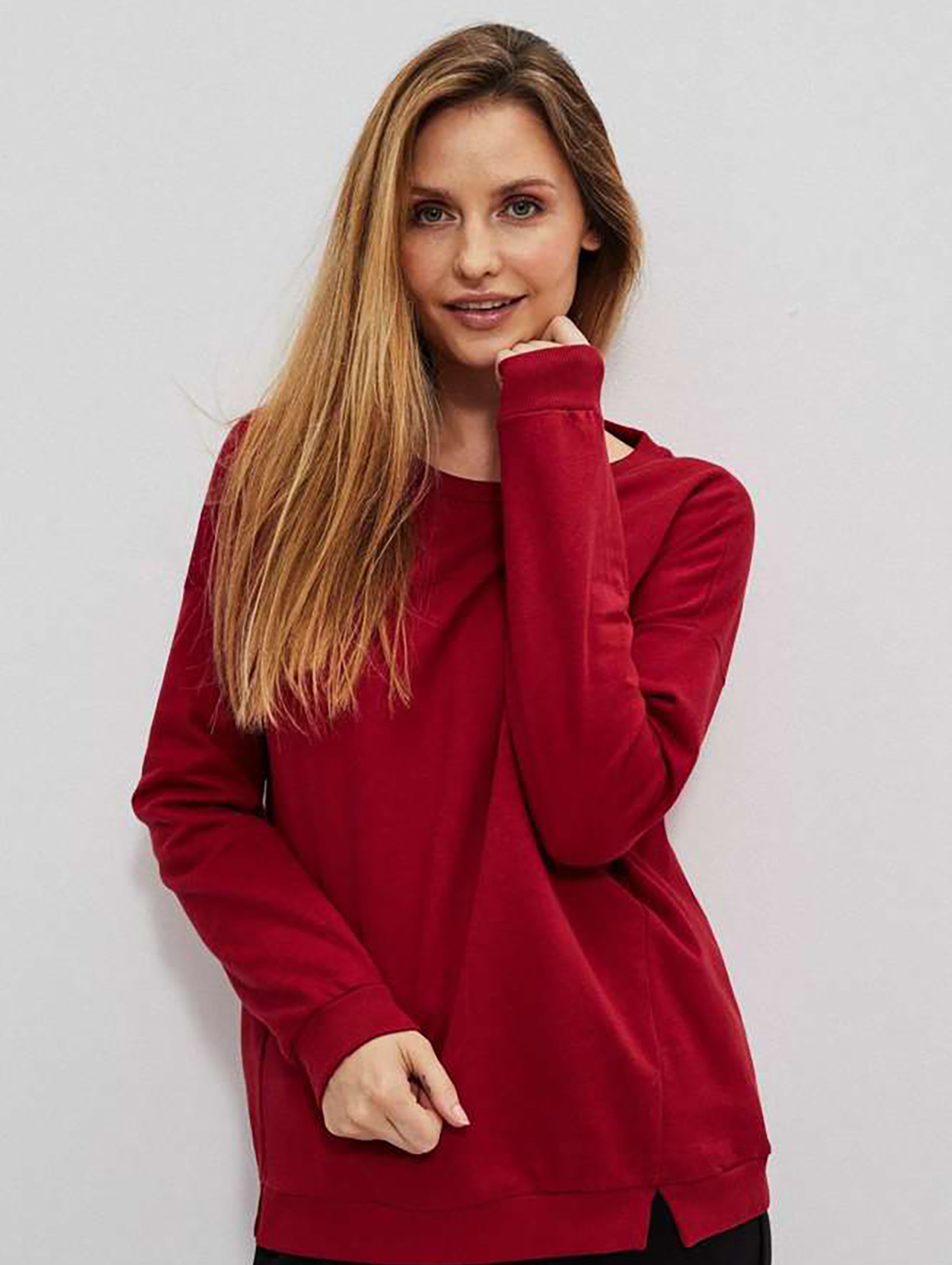 Czerwona bluza damska dresowa bawełniana