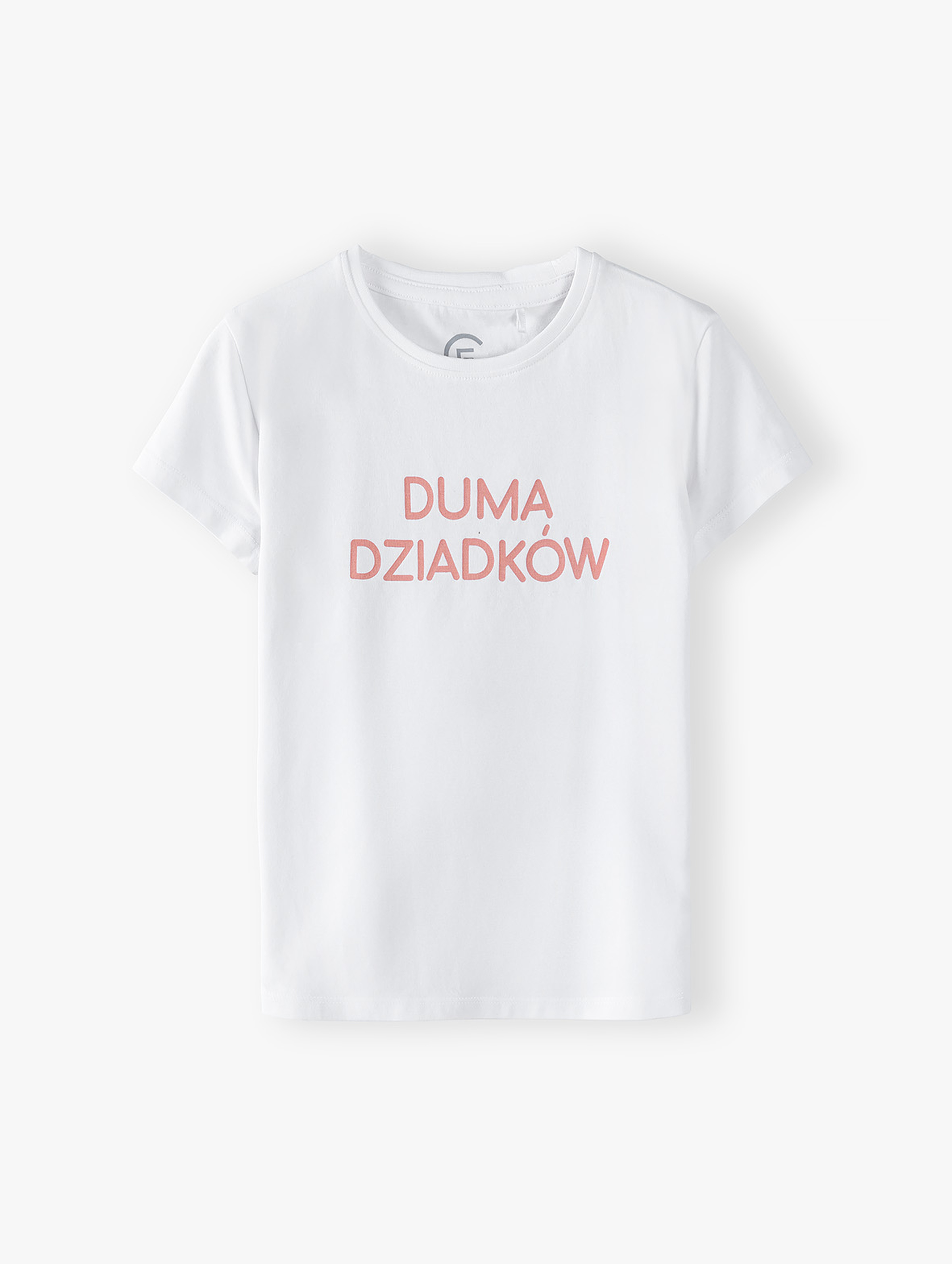 Biały t-shirt dziewczęcy z napisem - Duma dziadków