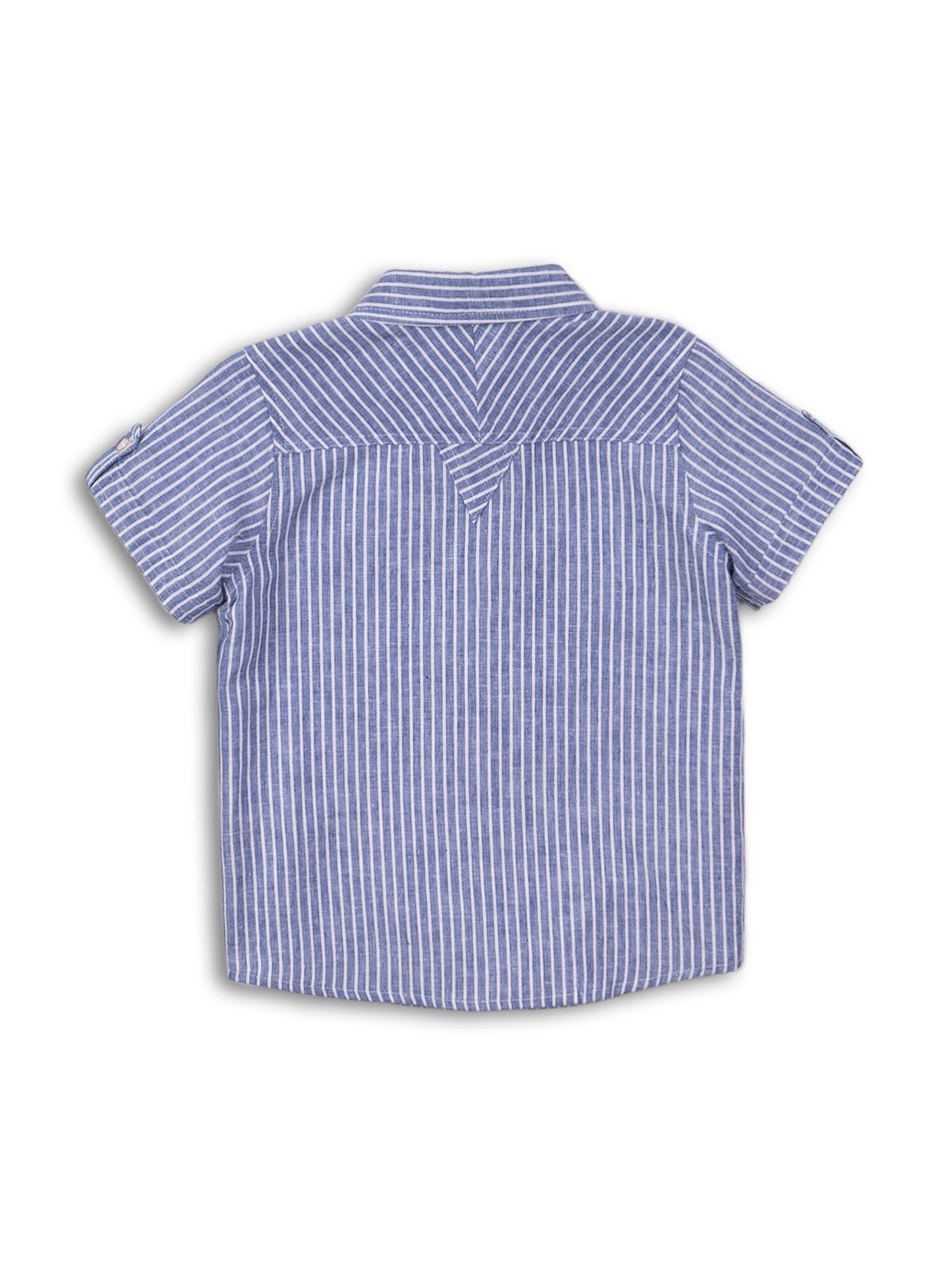Koszula chłopięca z krótkim rękawem - niebieska w paski