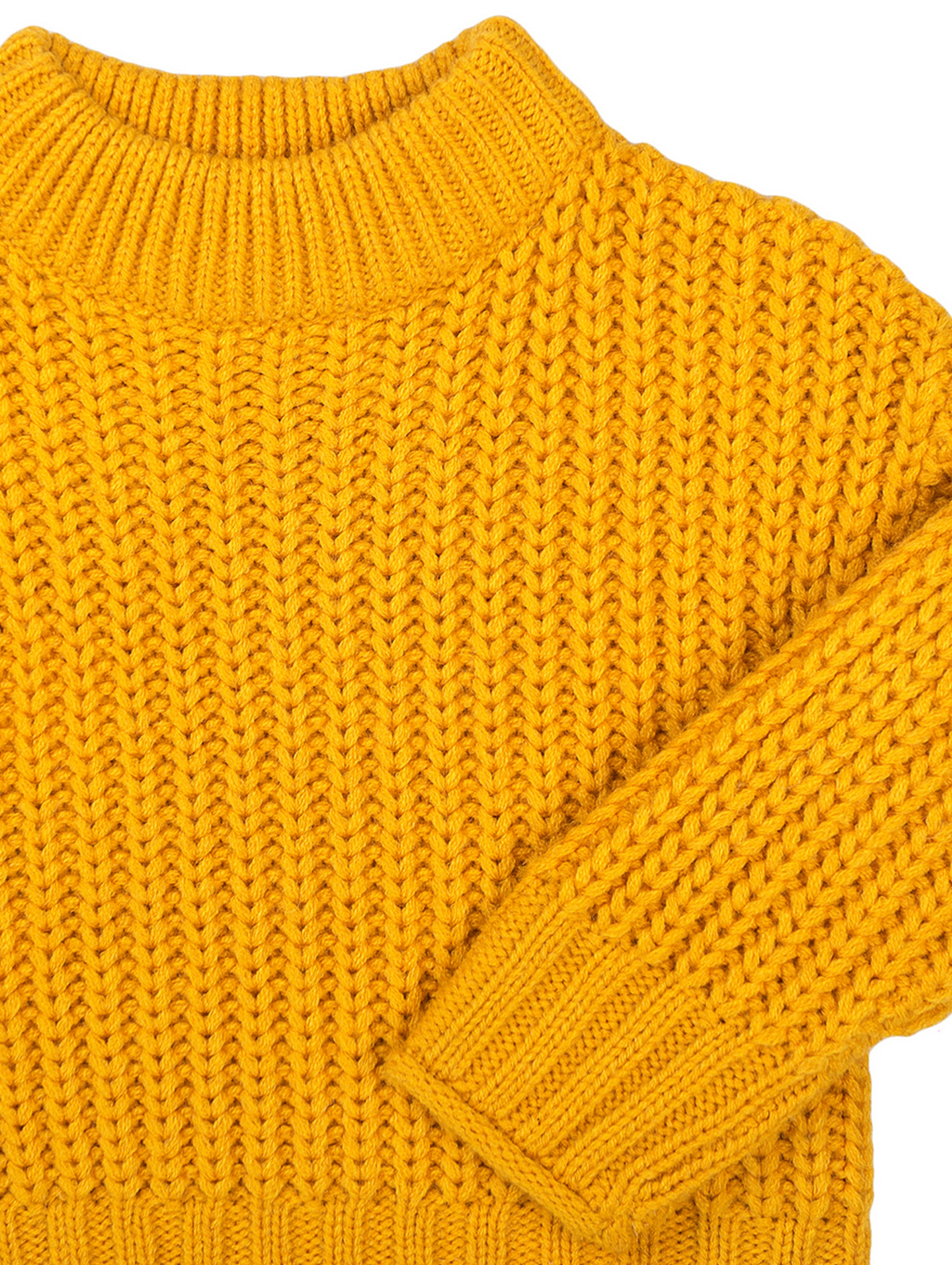 Klasyczny sweter z półgolfem dla dziewczynki - żółty