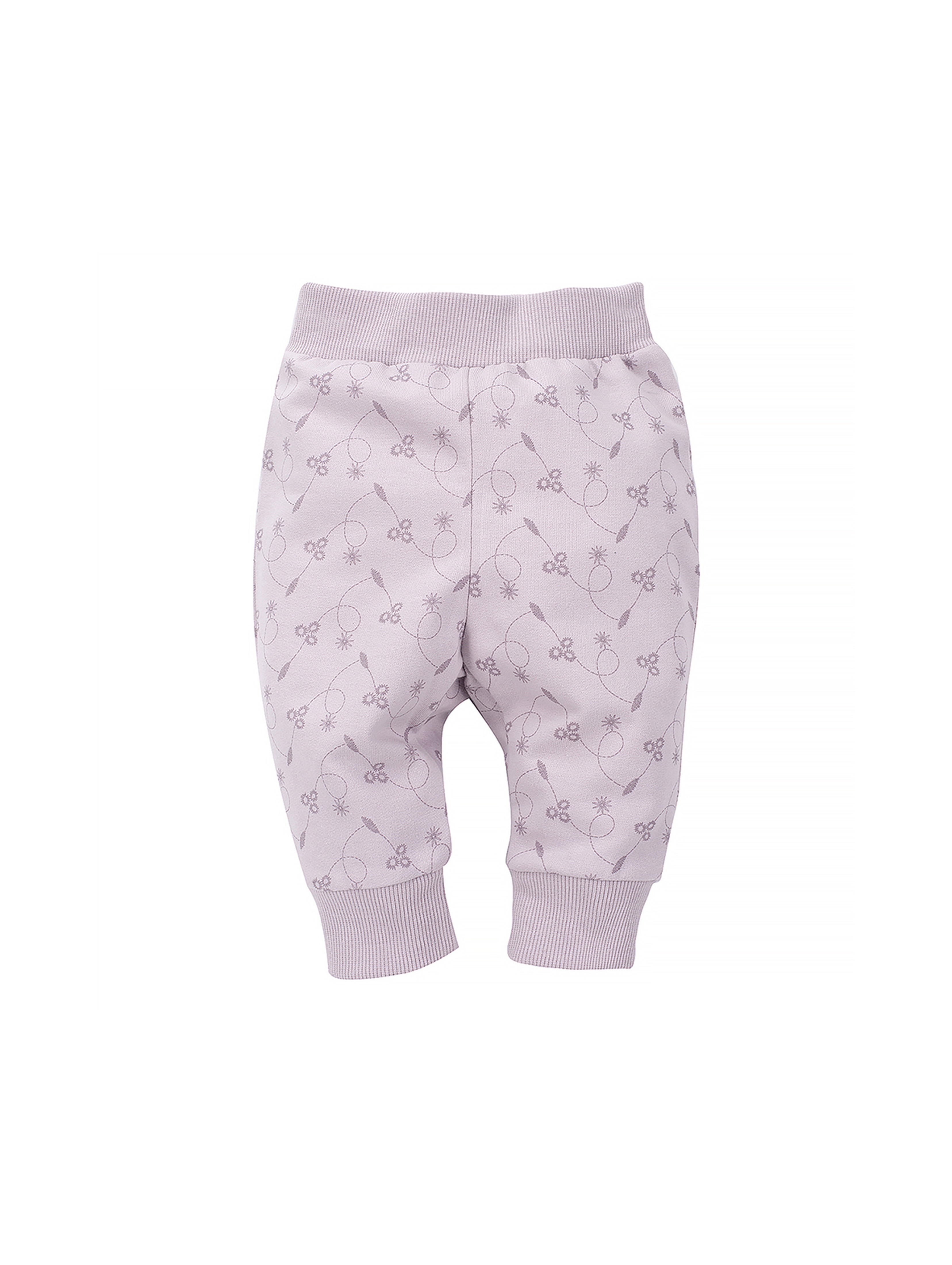 Fioletowe spodnie niemowlęce we wzory