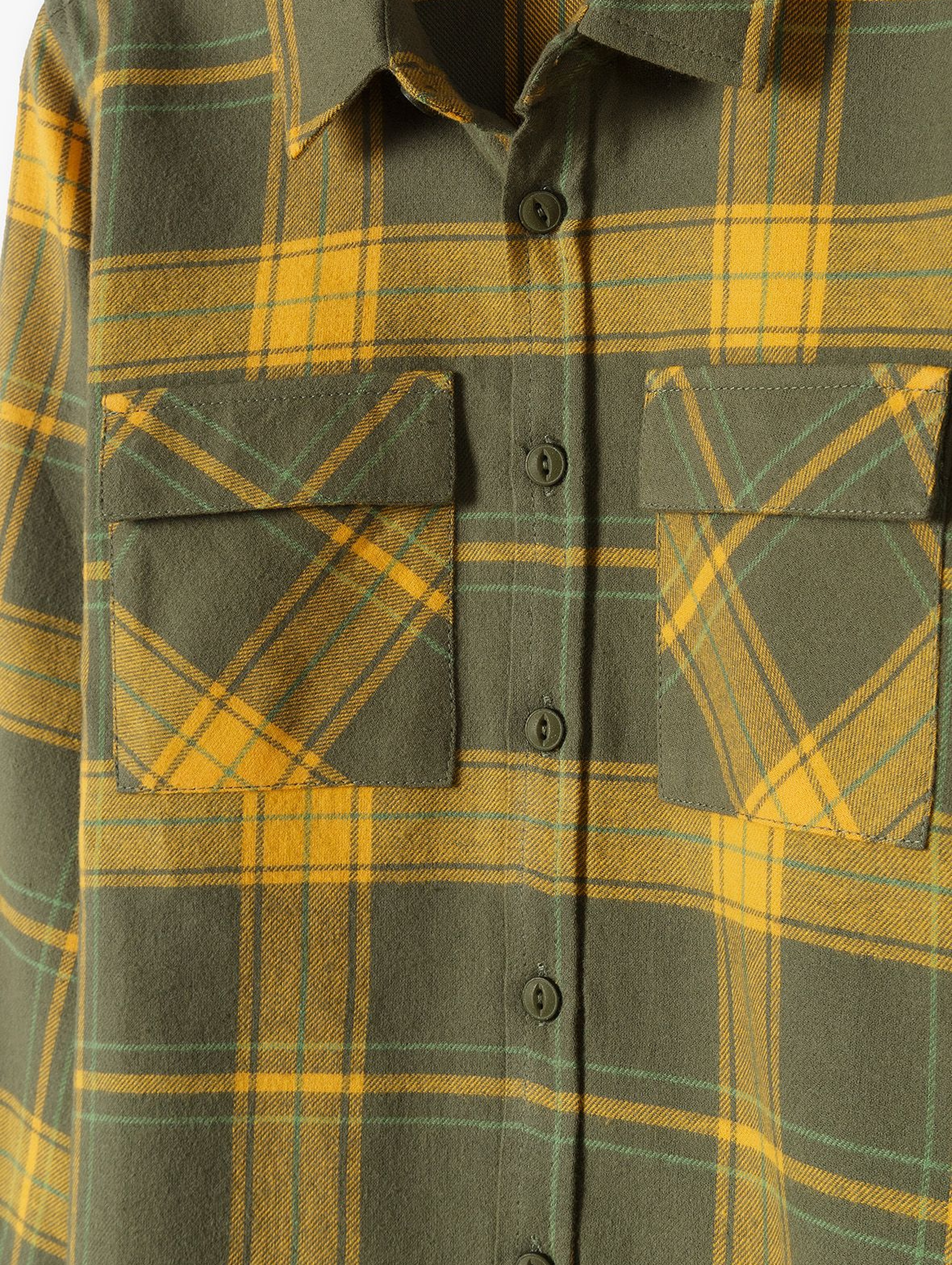 Koszula chłopięca flanelowa w żółto-zieloną kratę