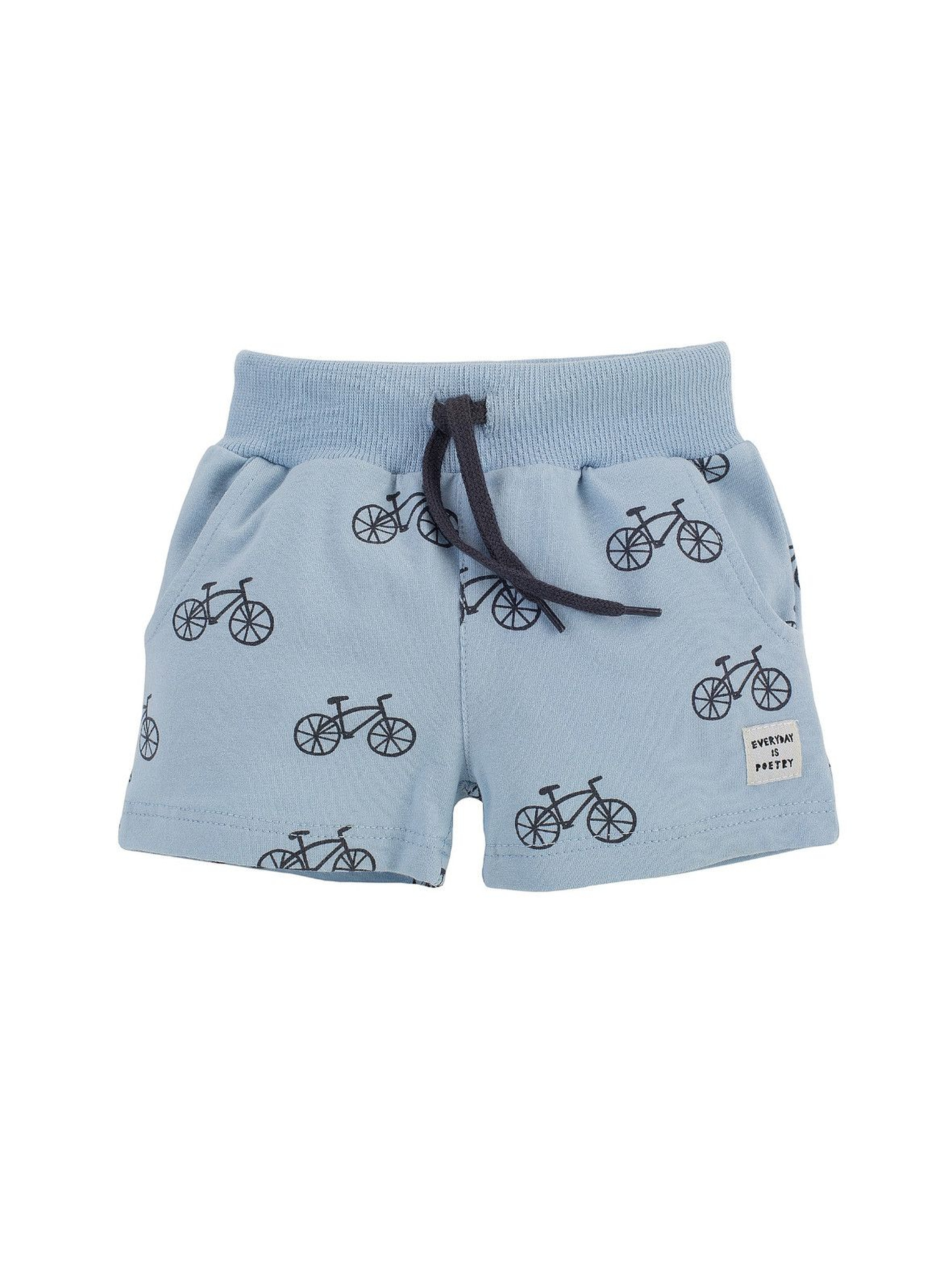 Spodenki krótkie chłopięce w kolorze niebieskim w rowerki