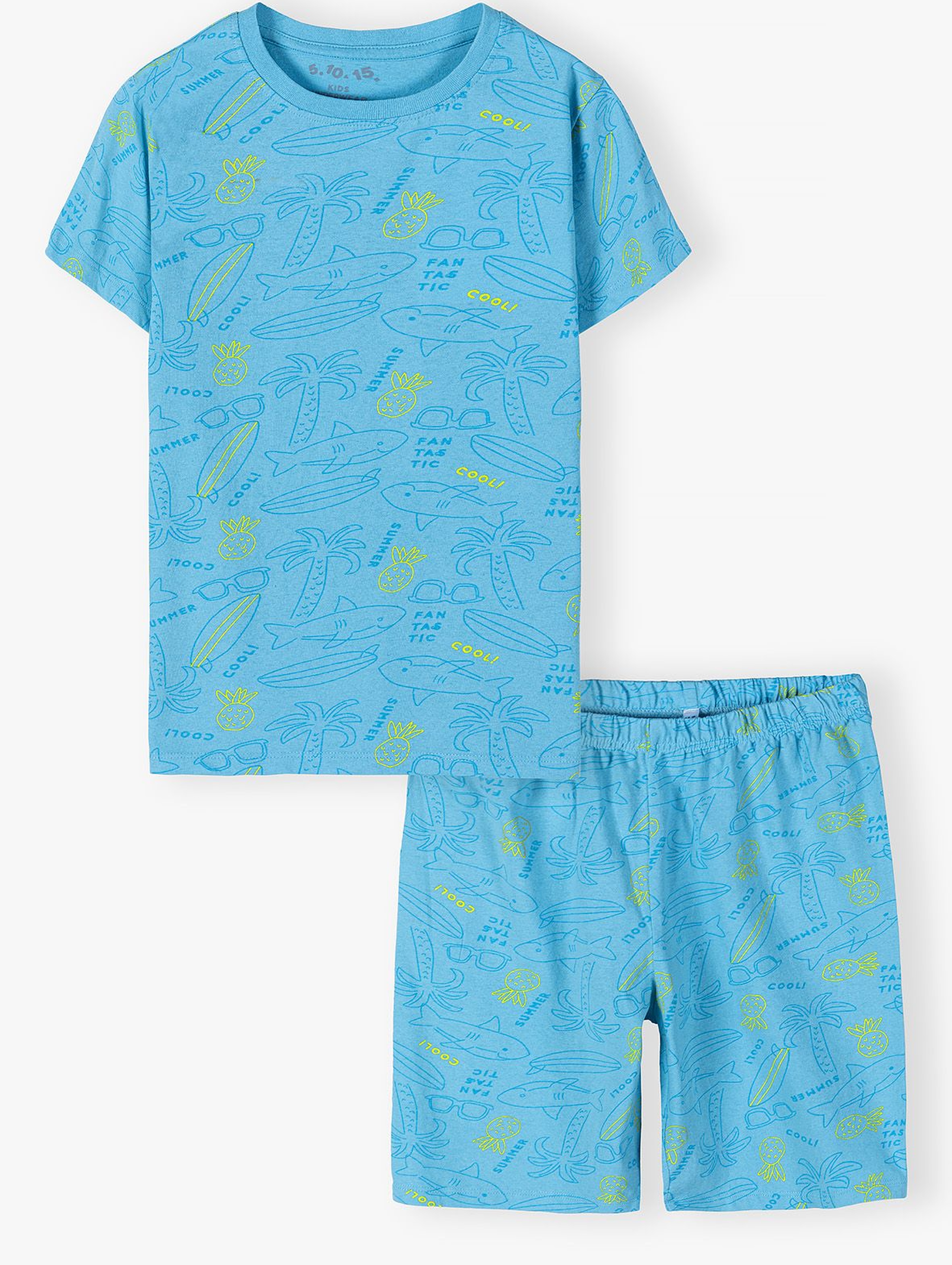 Dwuczęściowa piżama chłopięca - T-shirt z miękkim nadrukiem i spodnki