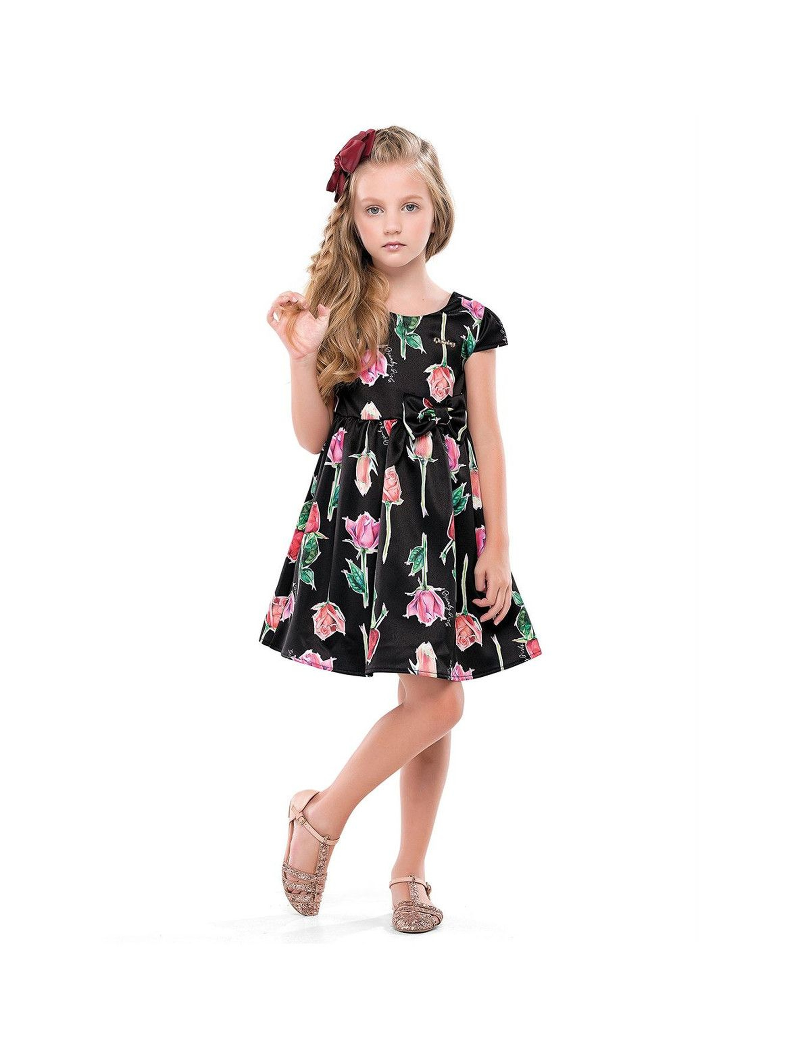 Elegancka sukienka dla dziewczynki w różyczki