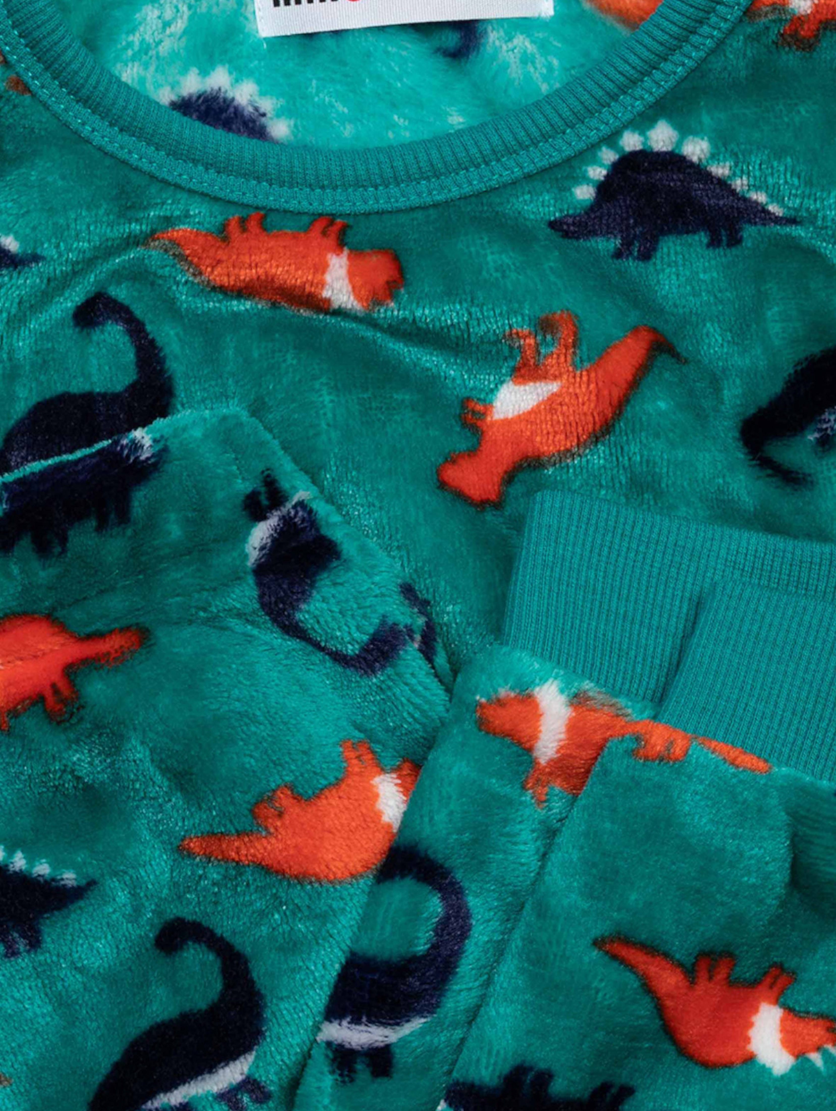 Piżama niemowlęca z długim rękawem zielona w dinozaury