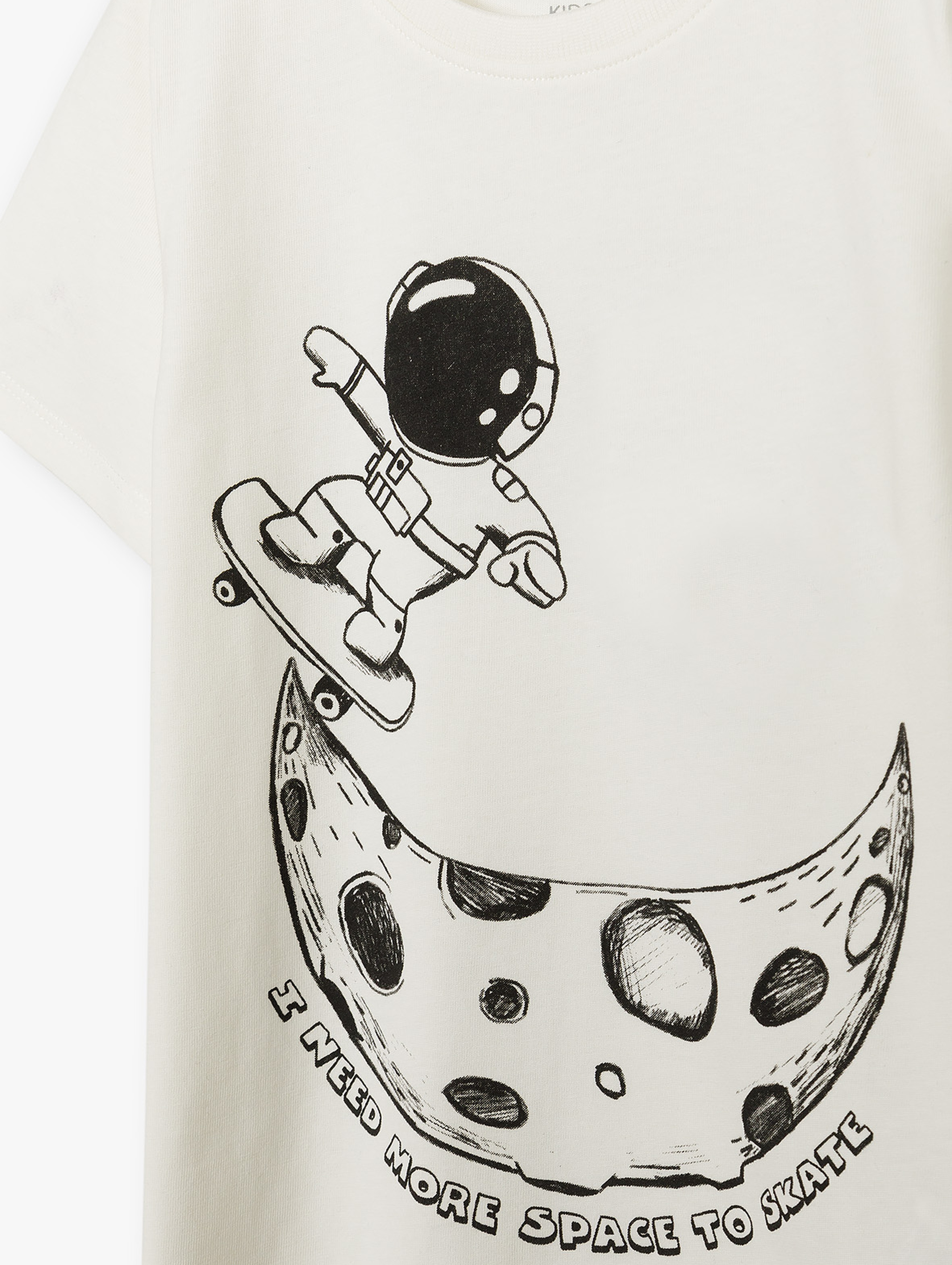Koszulka chłopięca bawełniana biała z astronautą