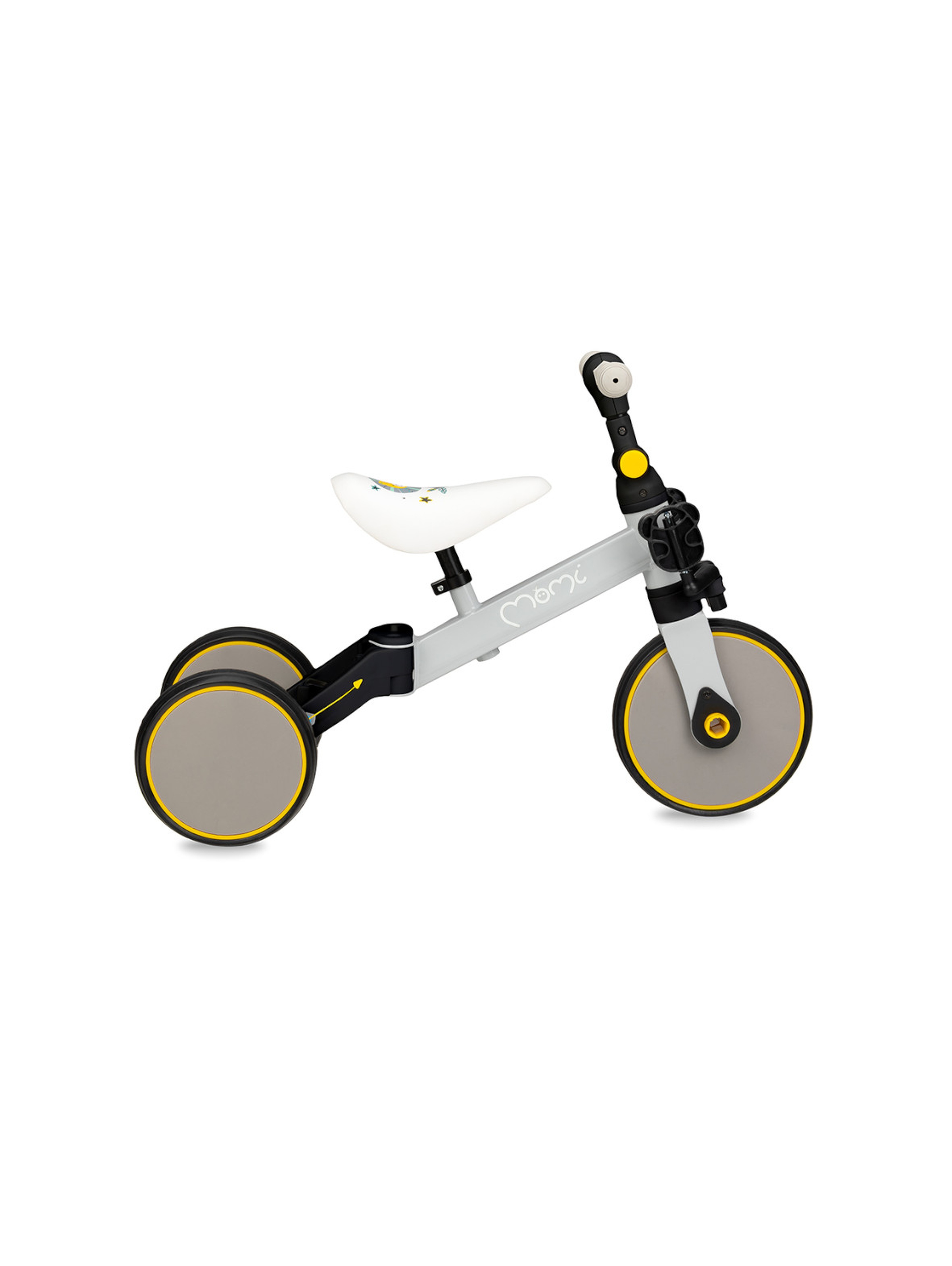 MoMi LORIS rowerek 4w1 od jeździka do dwukołowego rowerka z pedałami! żółty