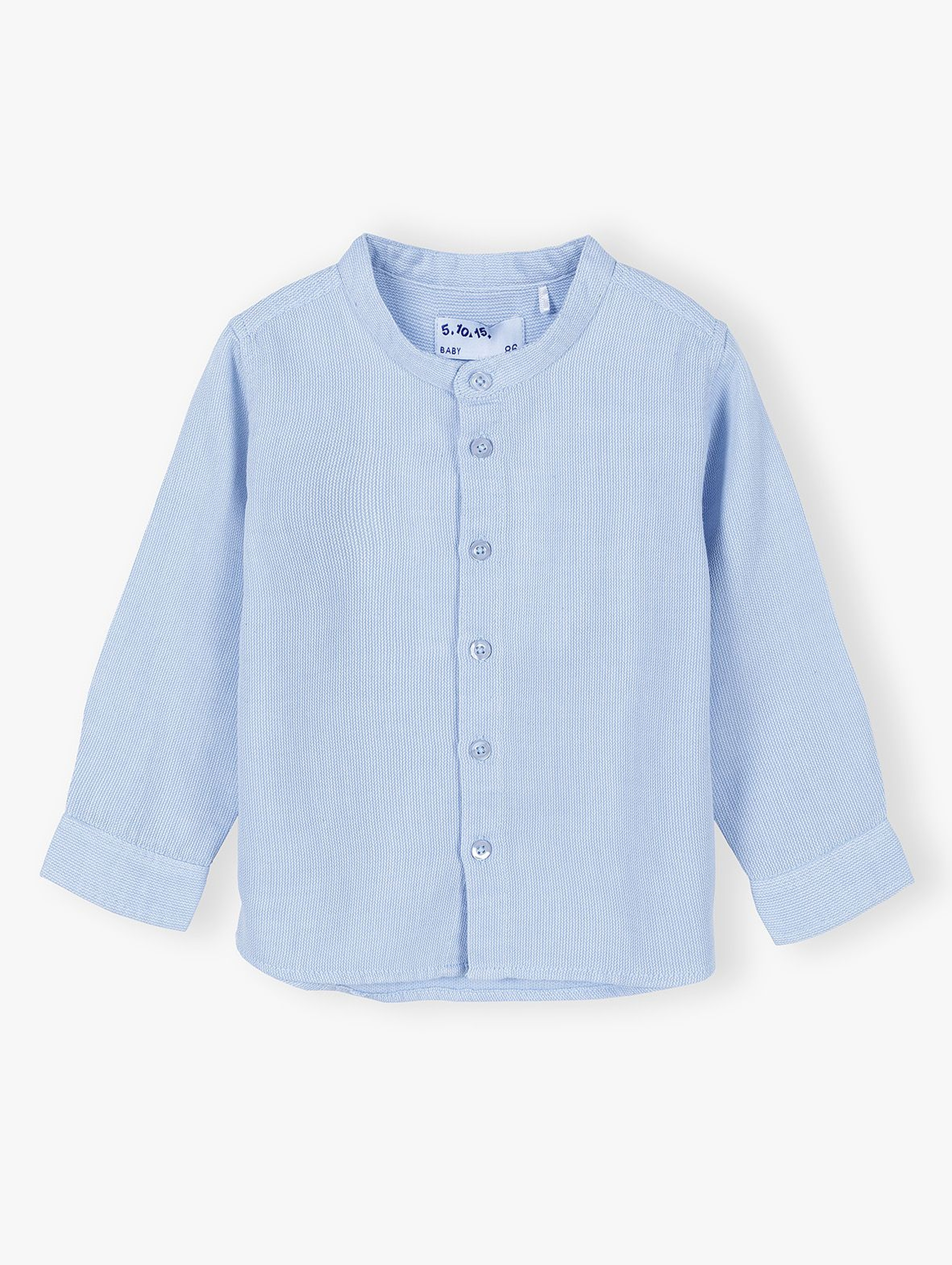 Tkaninowa koszula niemowlęca z ozdobnymi guziczkami - niebieska