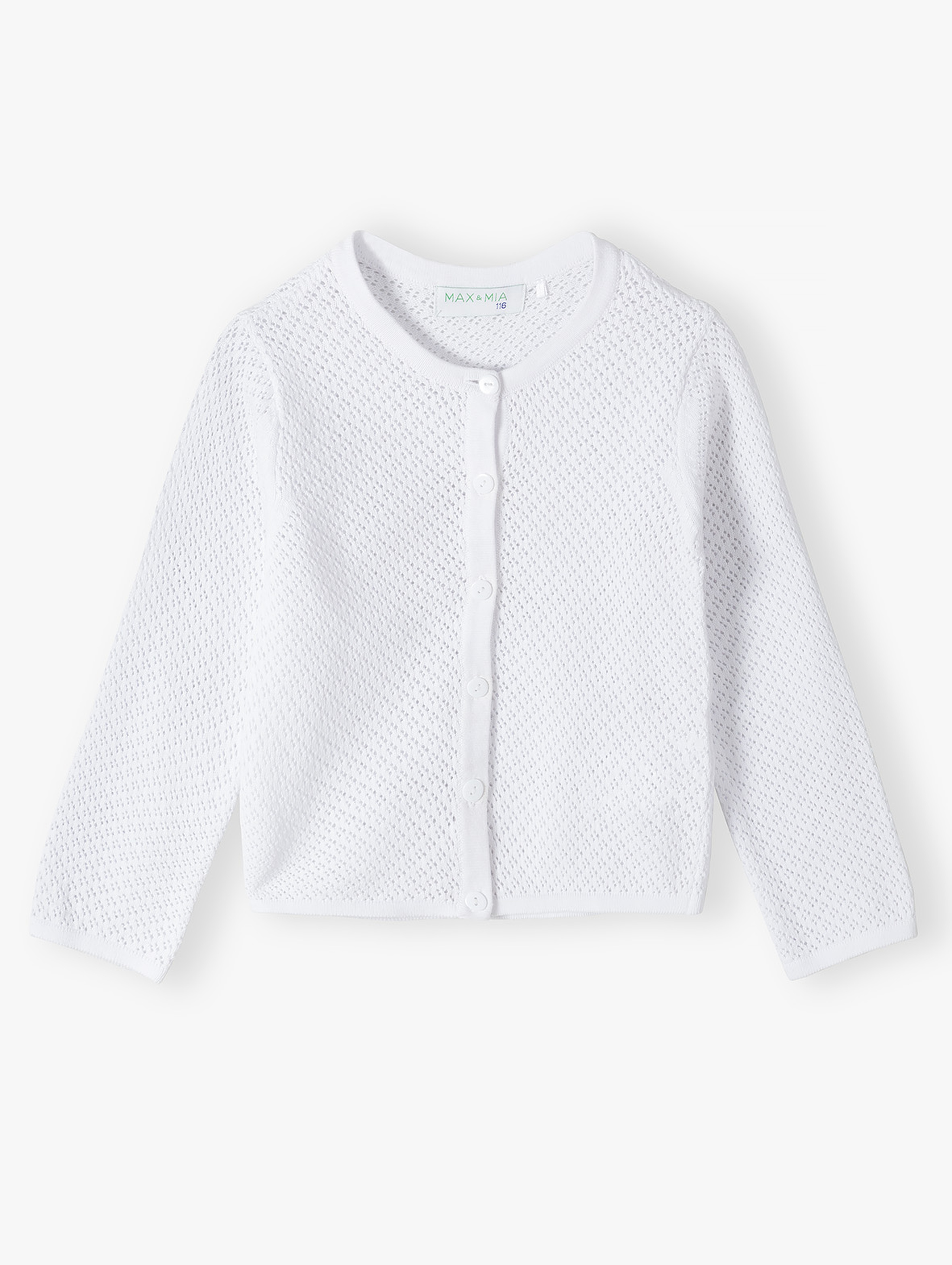 Ażurowy biały sweter dla dziewczynki