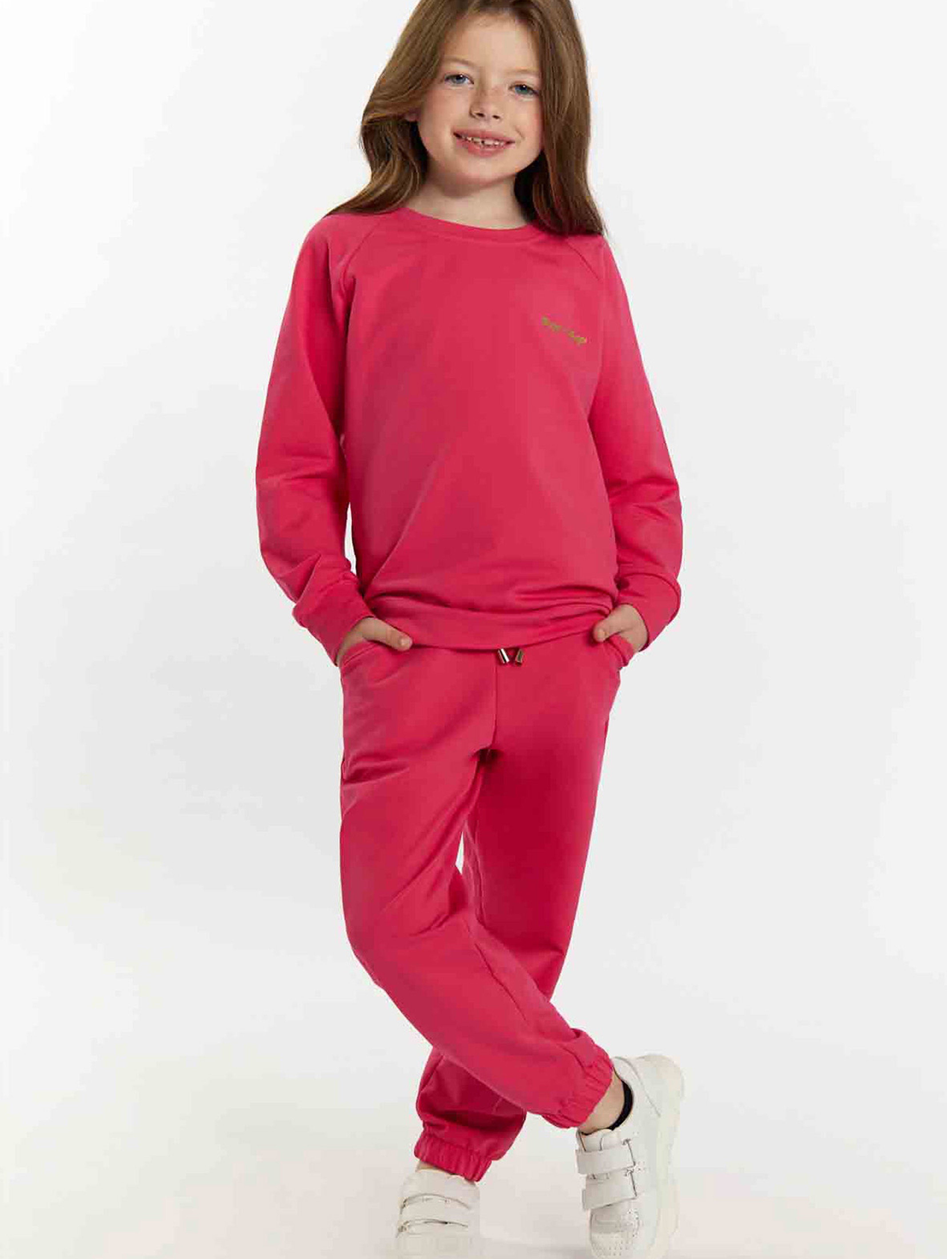 Komplet dresowy dziewczęcy - bluza i spodnie dresowe - różowy