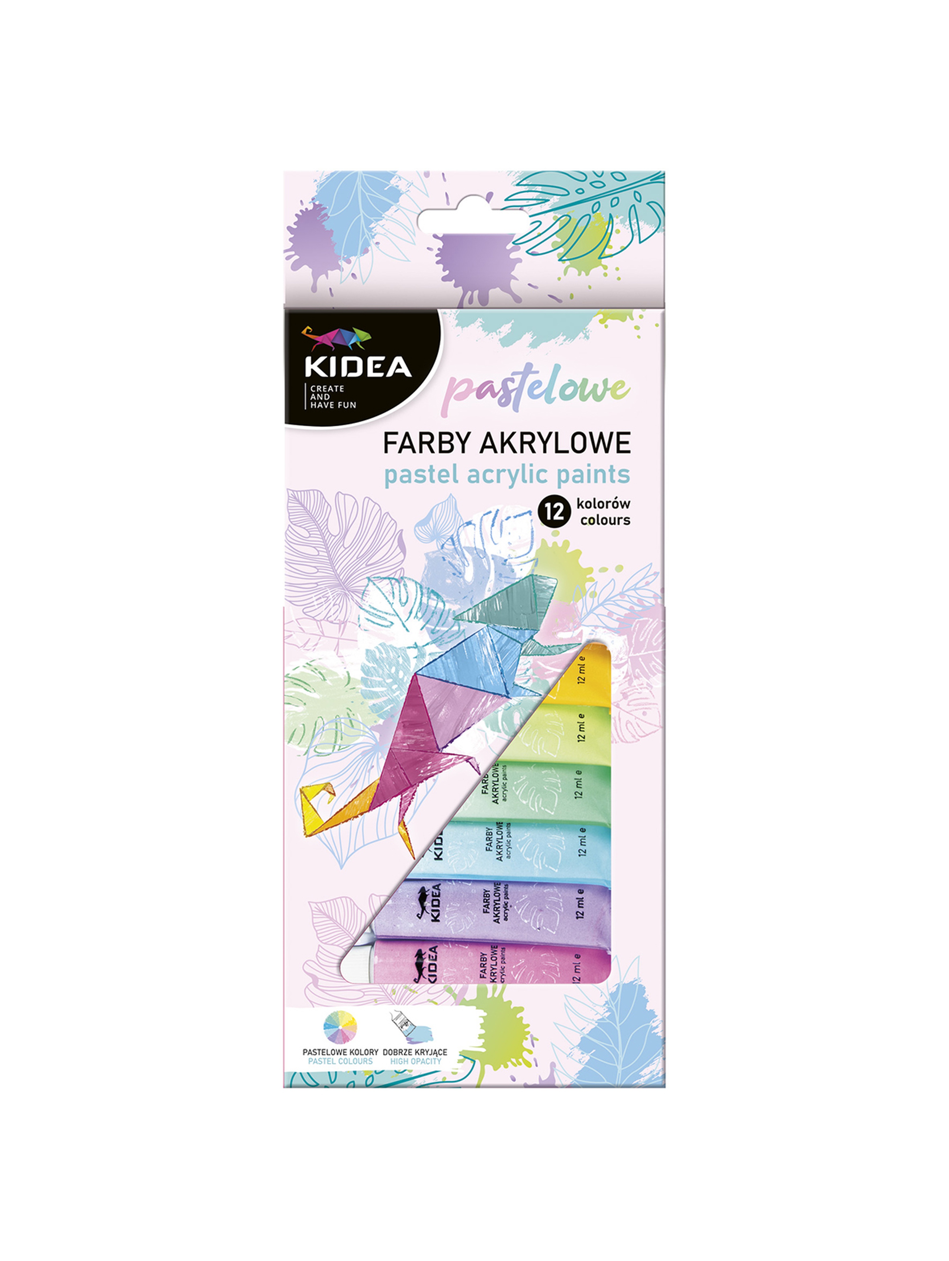 Farby akrylowe pastelowe 12 x 12 ml Kidea