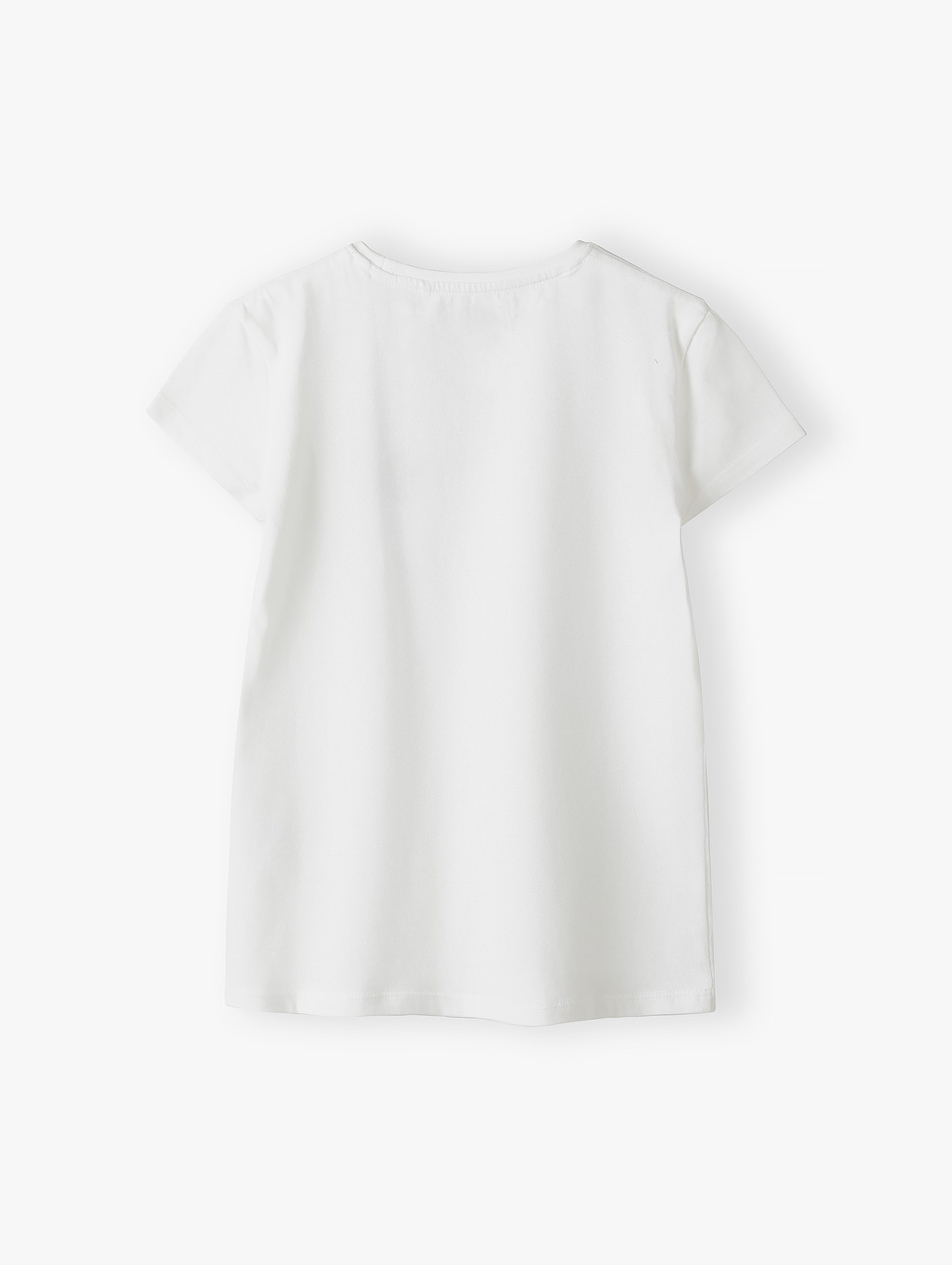 T-shirt bawełniany dla dziewczynki - biały z napisem Busy doing nothing
