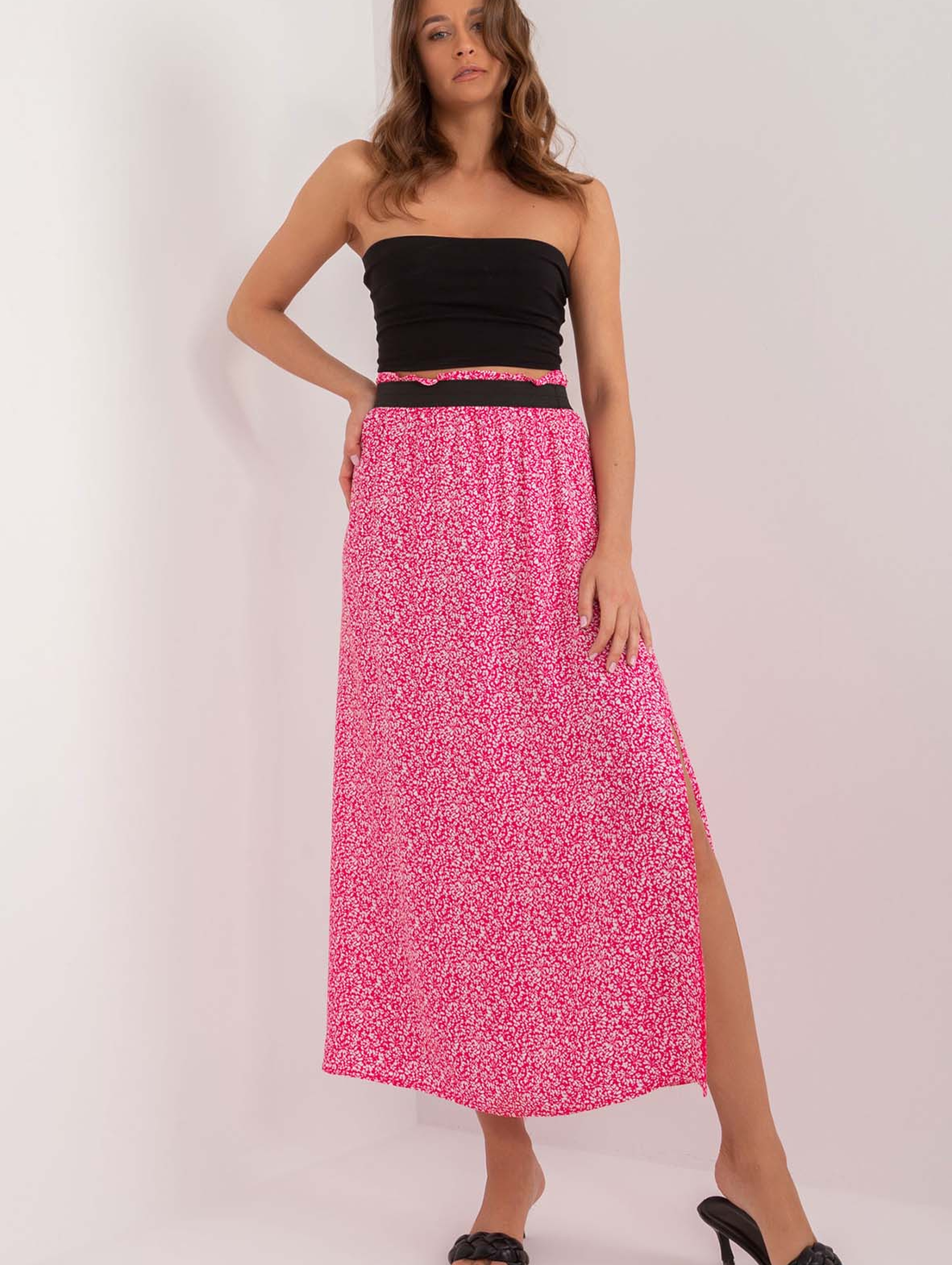 Długa spódnica z printem Sublevel ciemno różowa