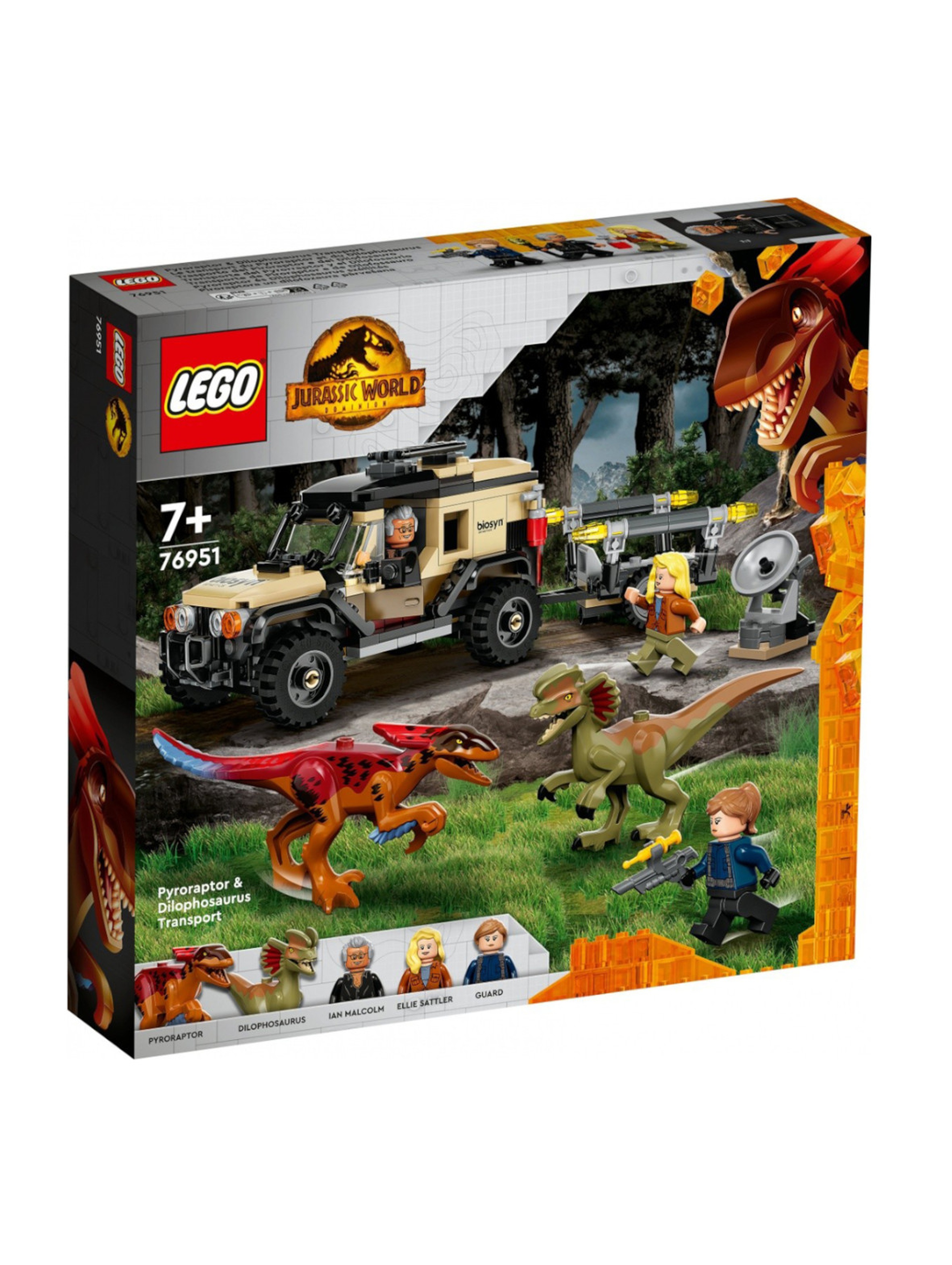 Klocki LEGO Jurassic World 76951 Transport pyroraptora i dilofozaura - 254 elementy, wiek 7 +