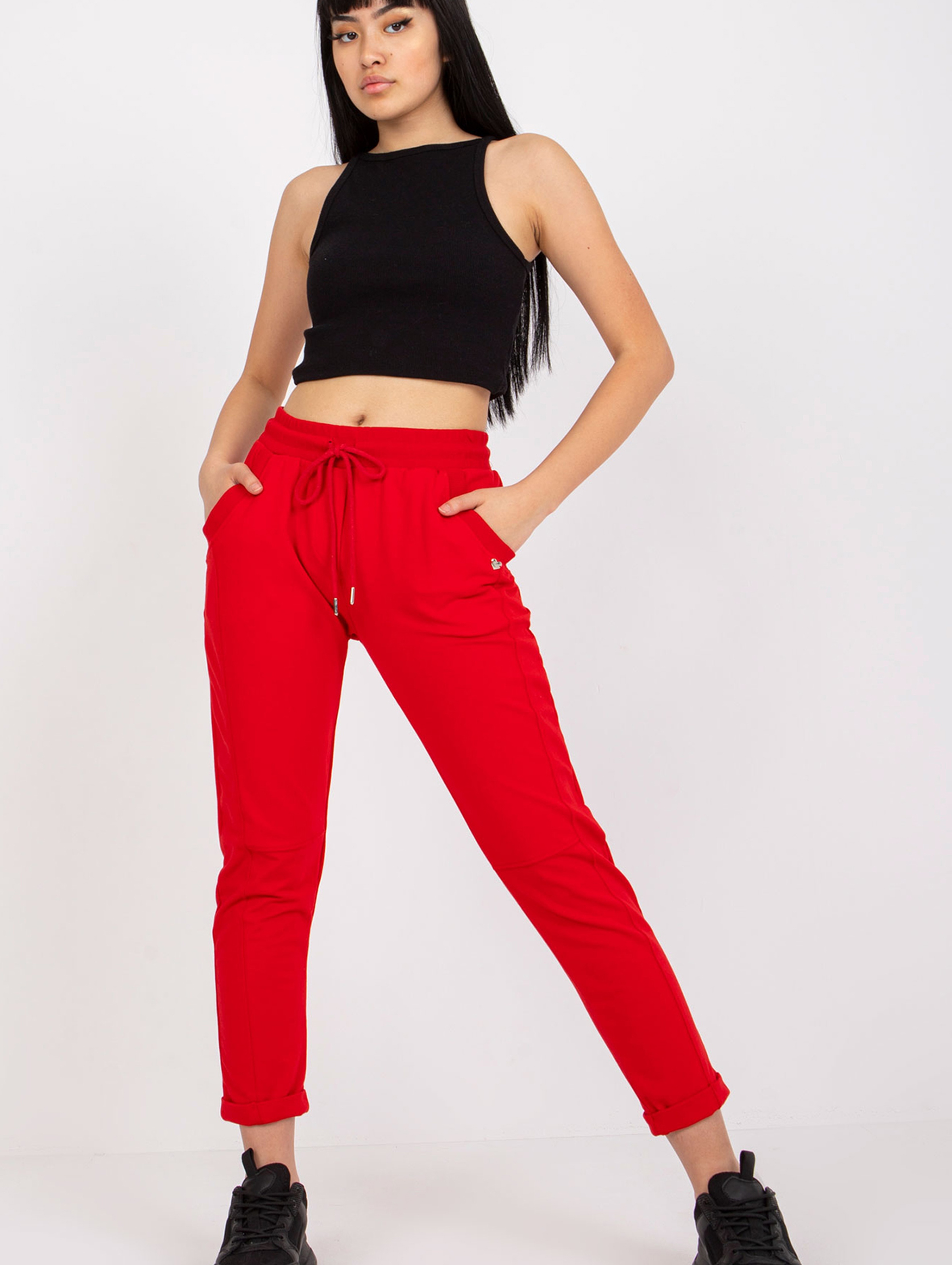 Czerwone spodnie dresowe basic z kieszeniami