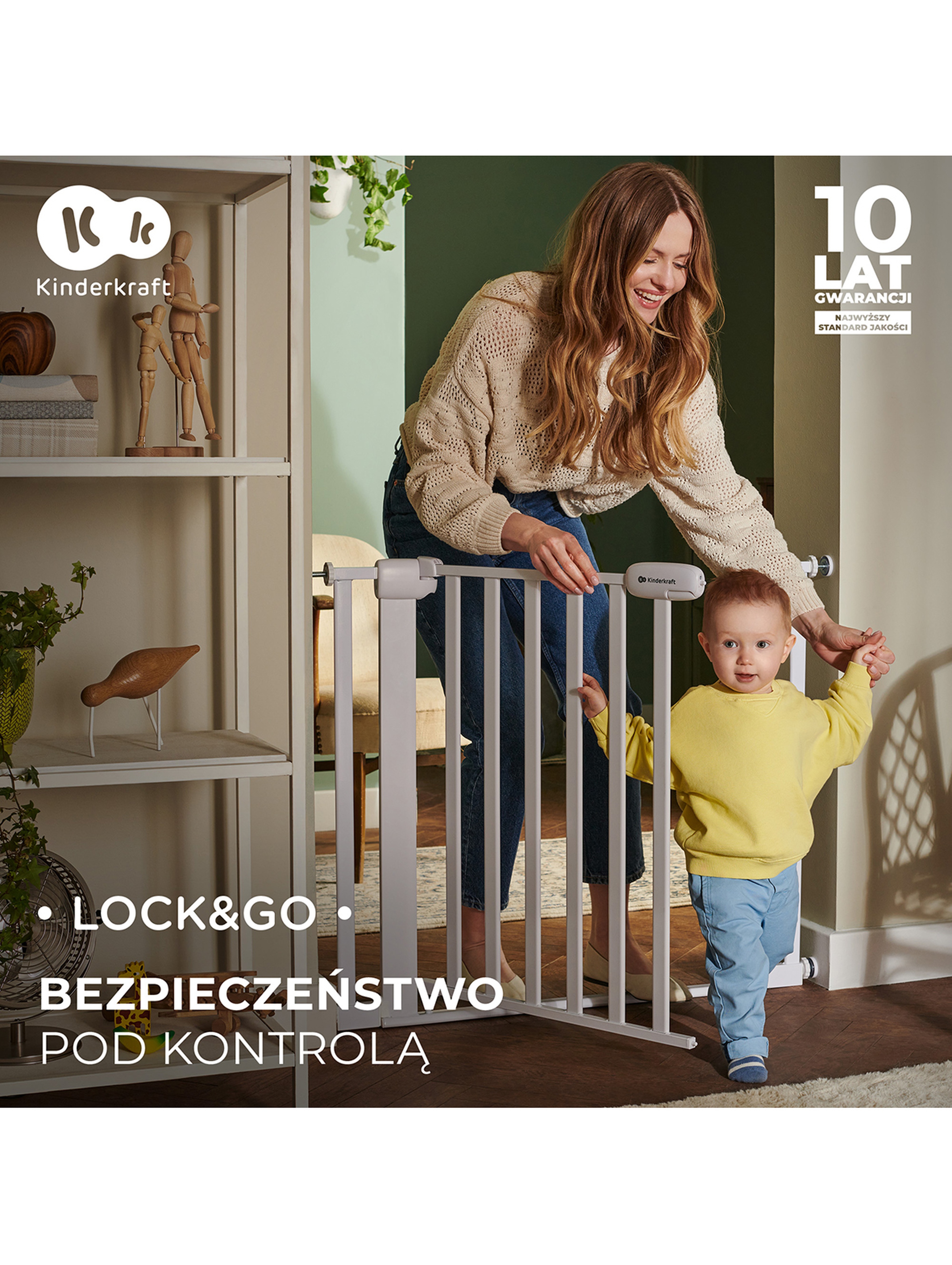 Bramka zabezpieczająca LOCK&GO SAFETY GATE Kinderkraft - wood