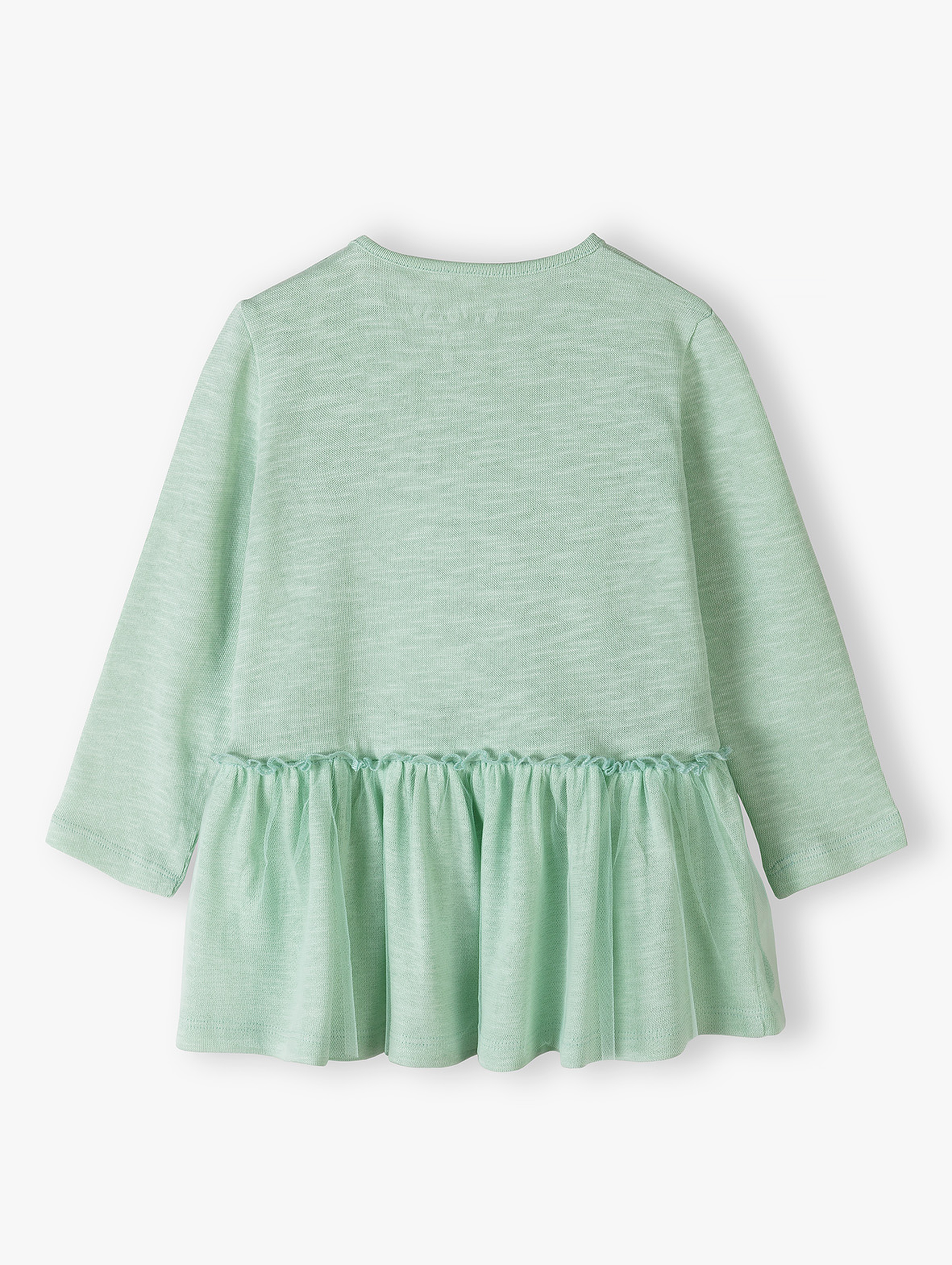 Dzianinowa bluzka niemowlęca z falbanką - zielona - 5.10.15.