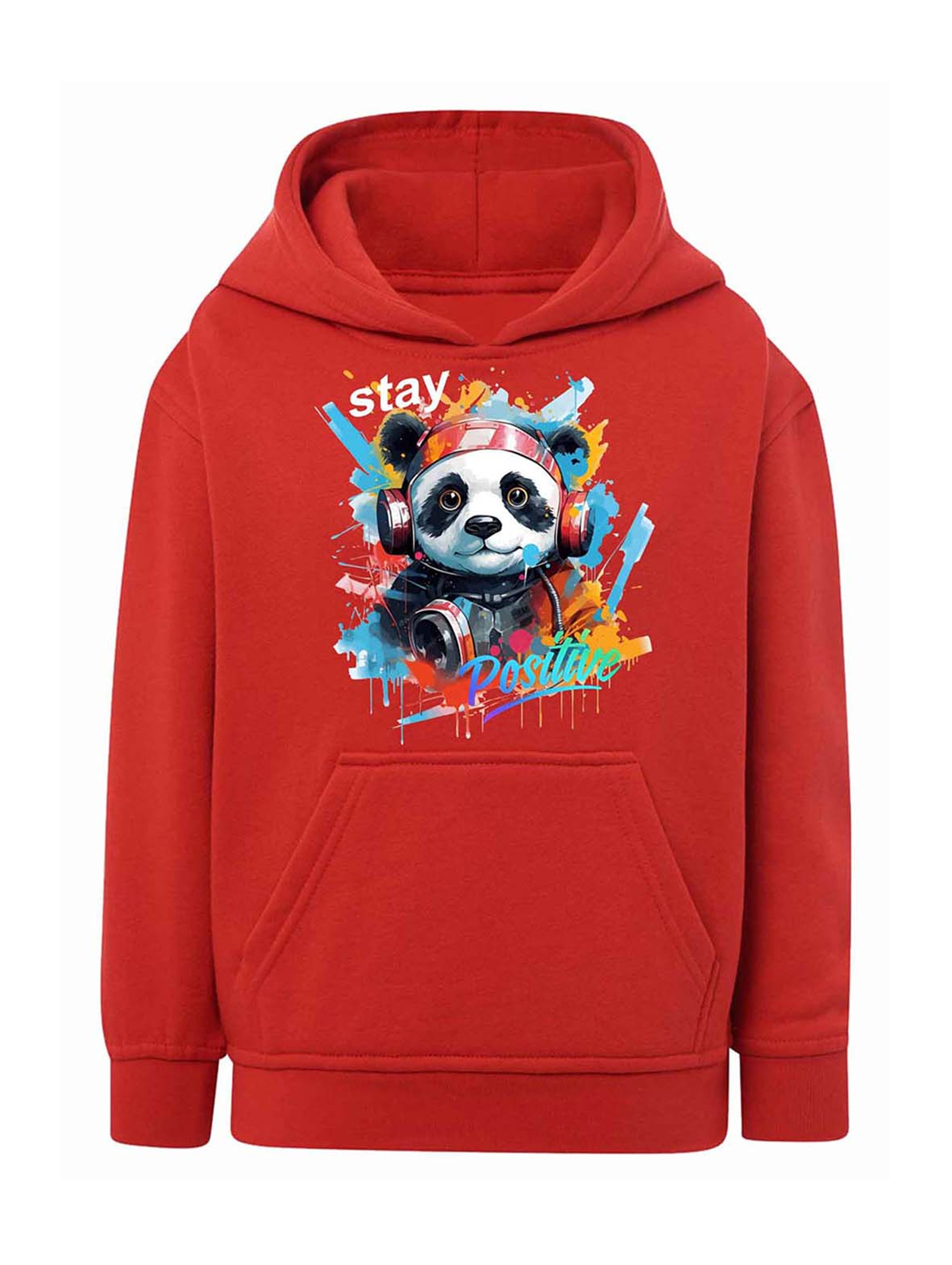 Czerwona chłopięca bluza kangurka z kapturem Panda