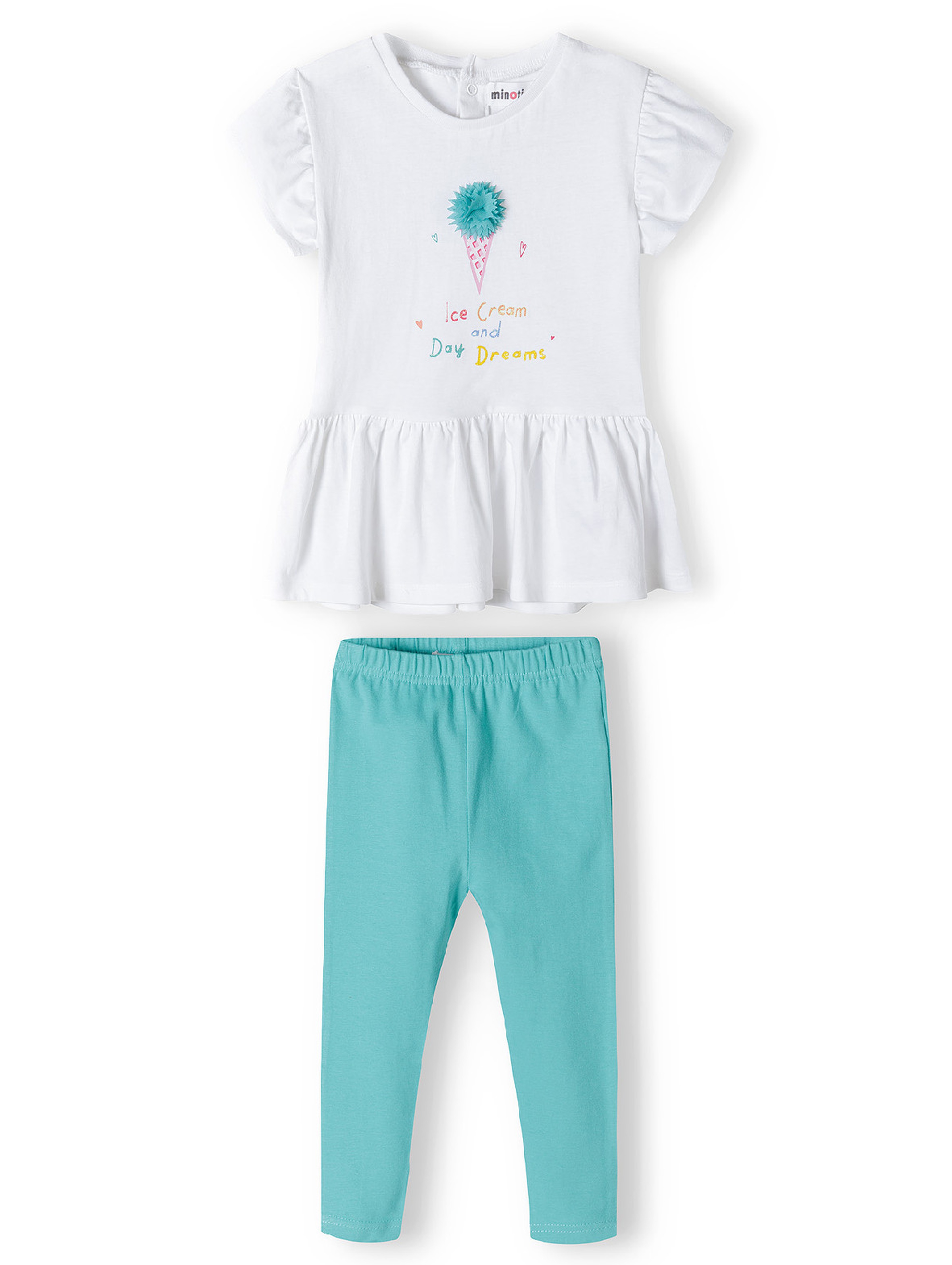 Komplet dla niemowlaka- biała bluzka + niebieskie legginsy