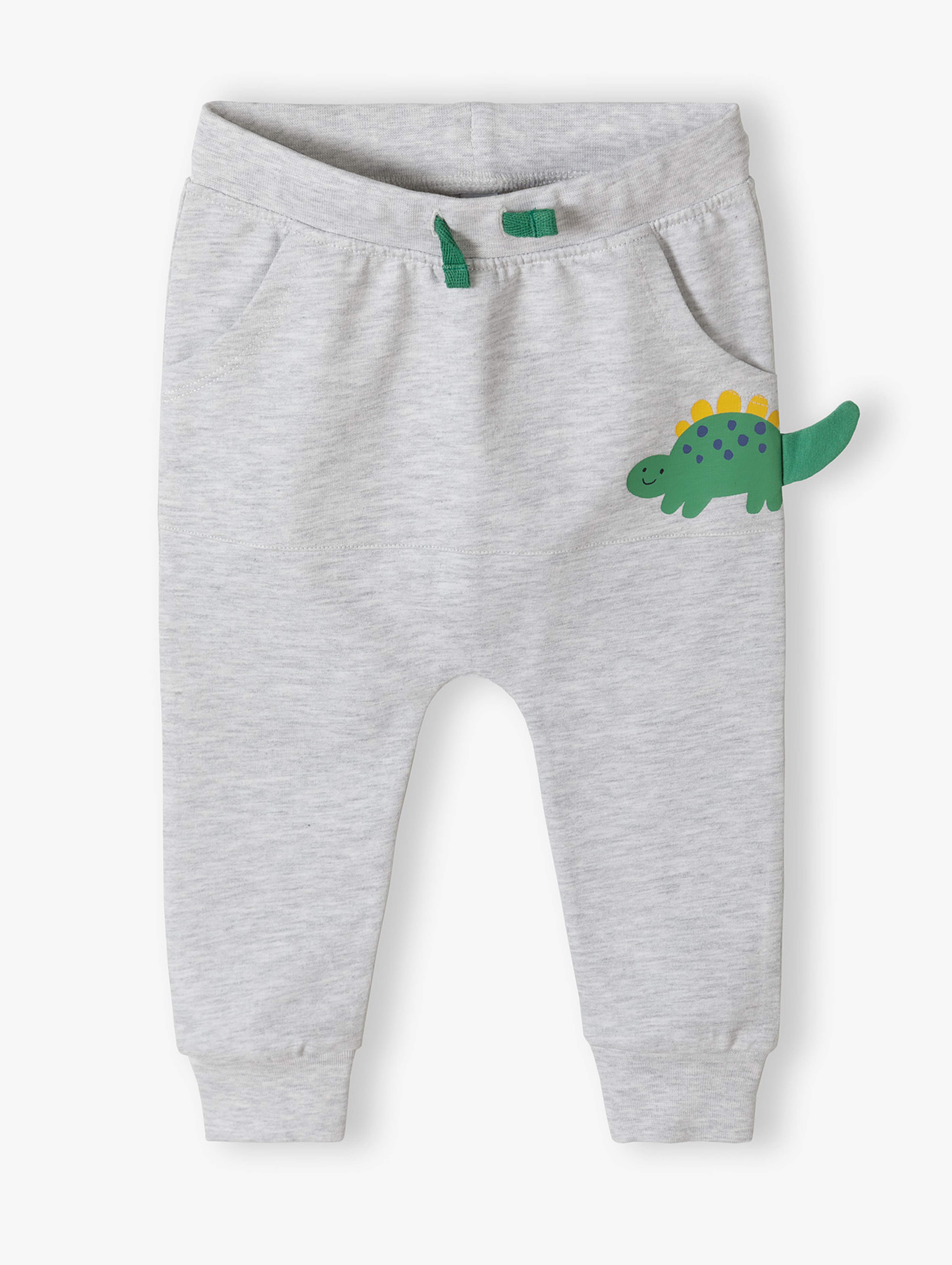 Szare dresowe spodnie niemowlęce - Dino