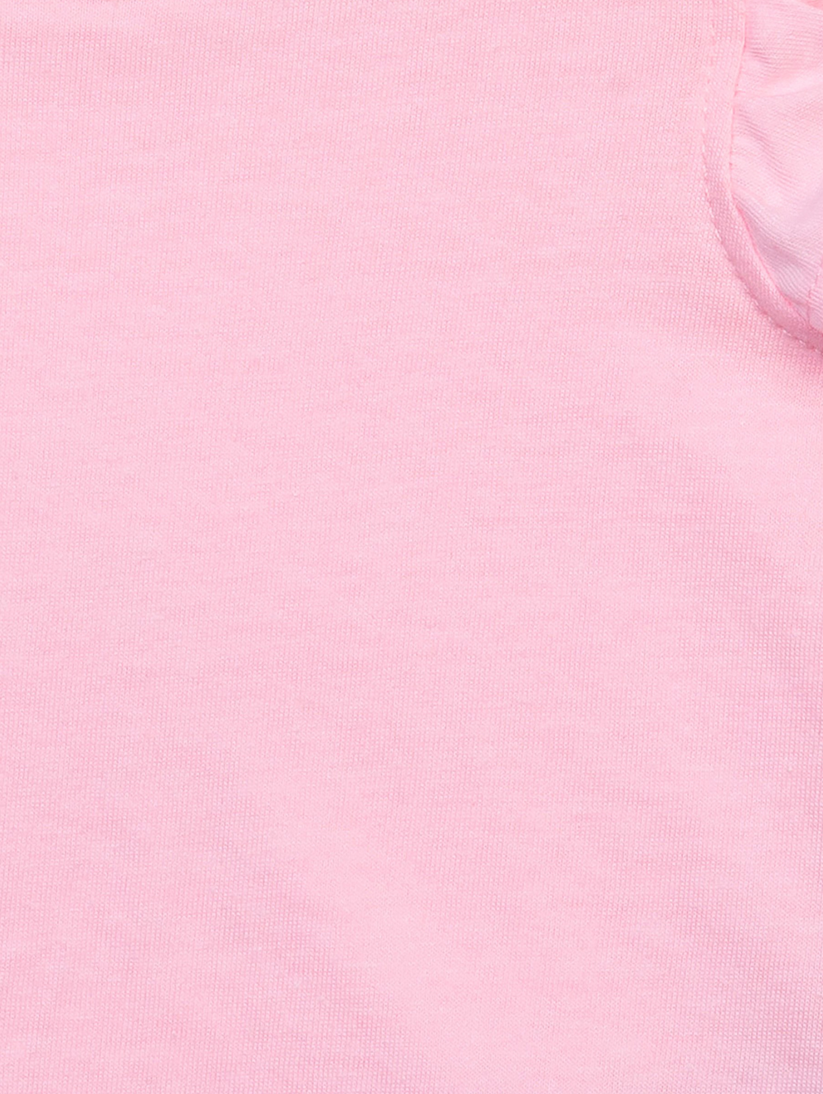 Różowa bluzka dzianinowa dziewczęca z falbankami