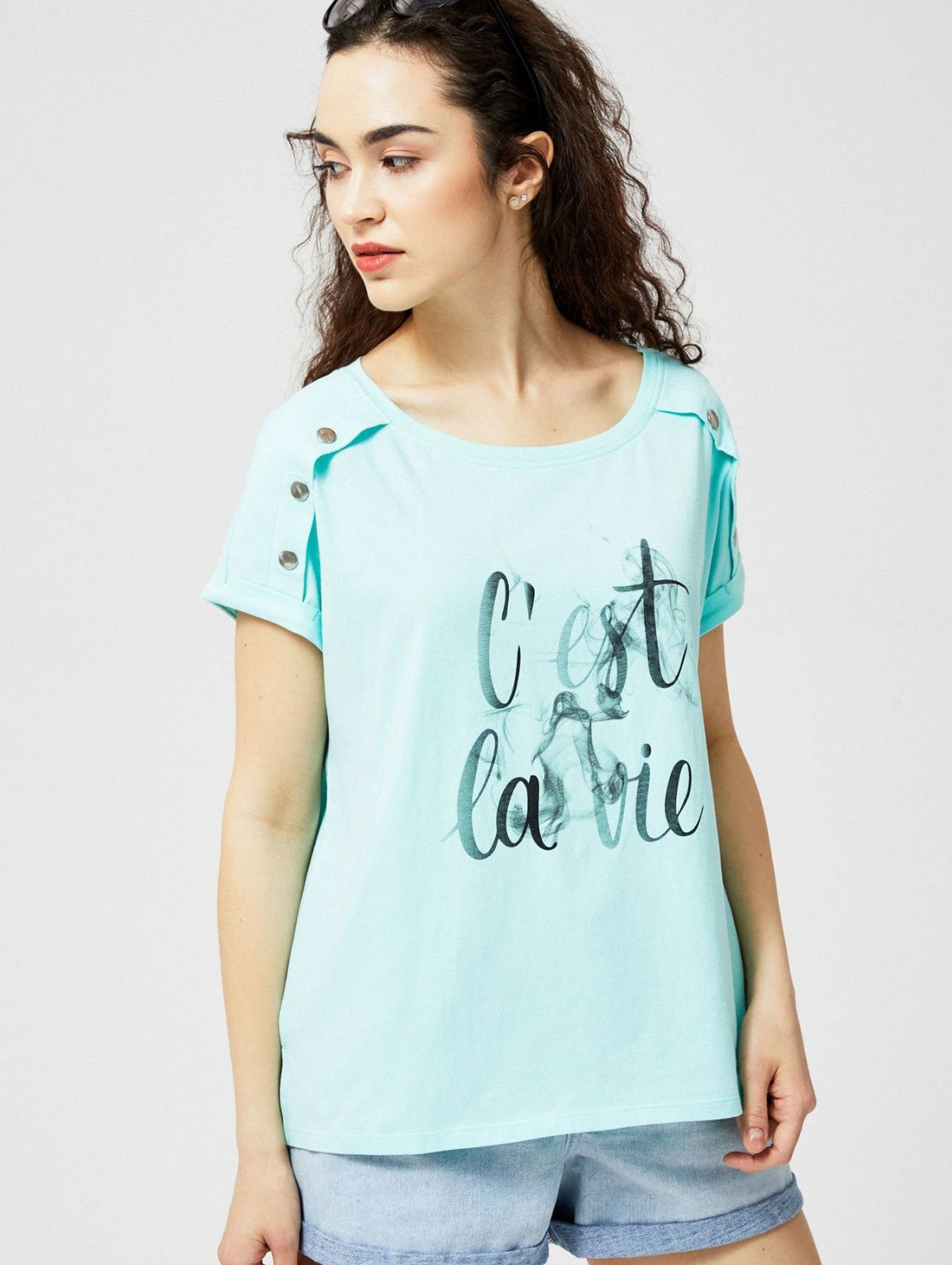 T-shirt damski bawełniany z napisem