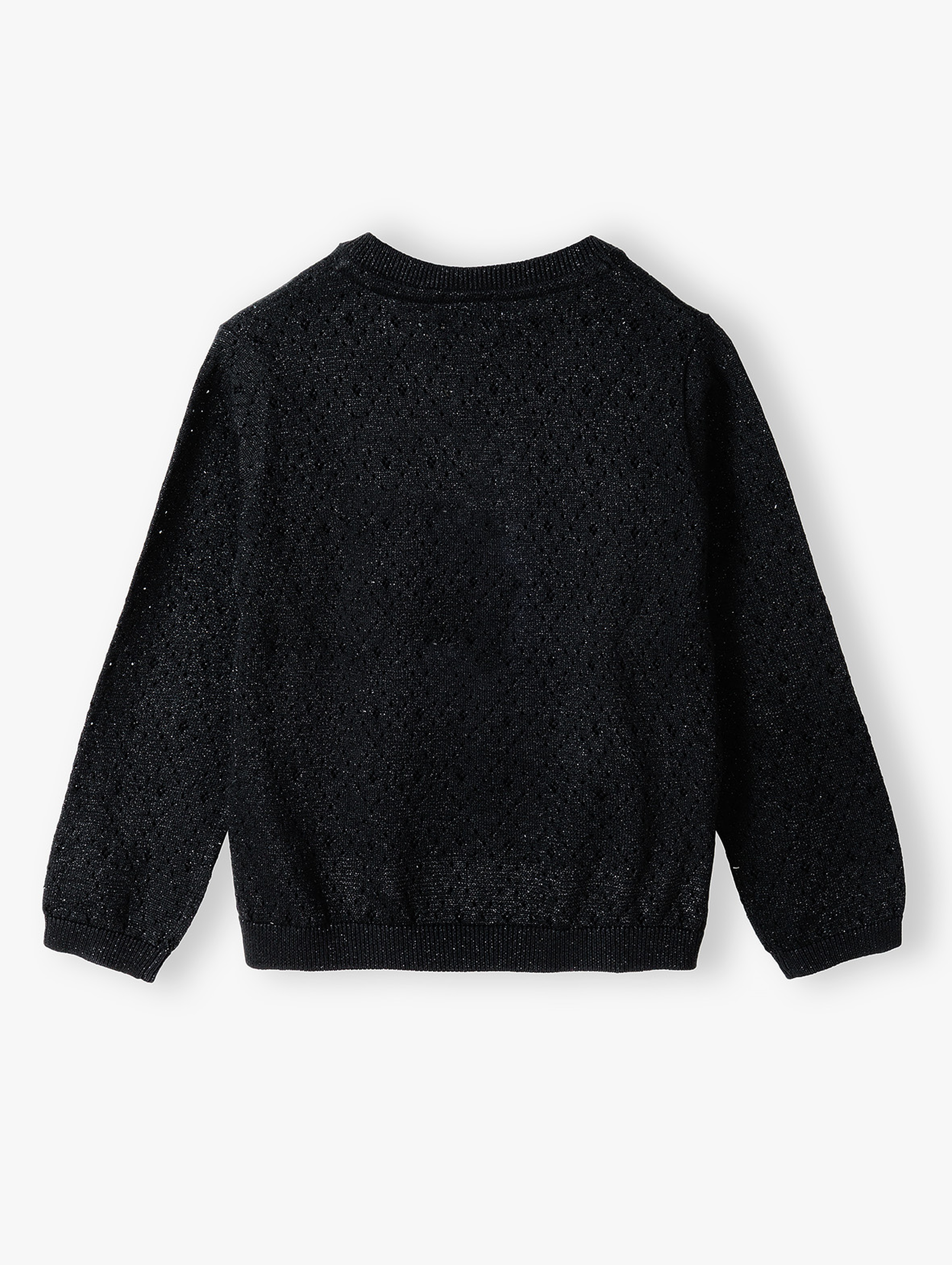 Czarny elegancki sweter dla dziewczynki zapinany na guziki