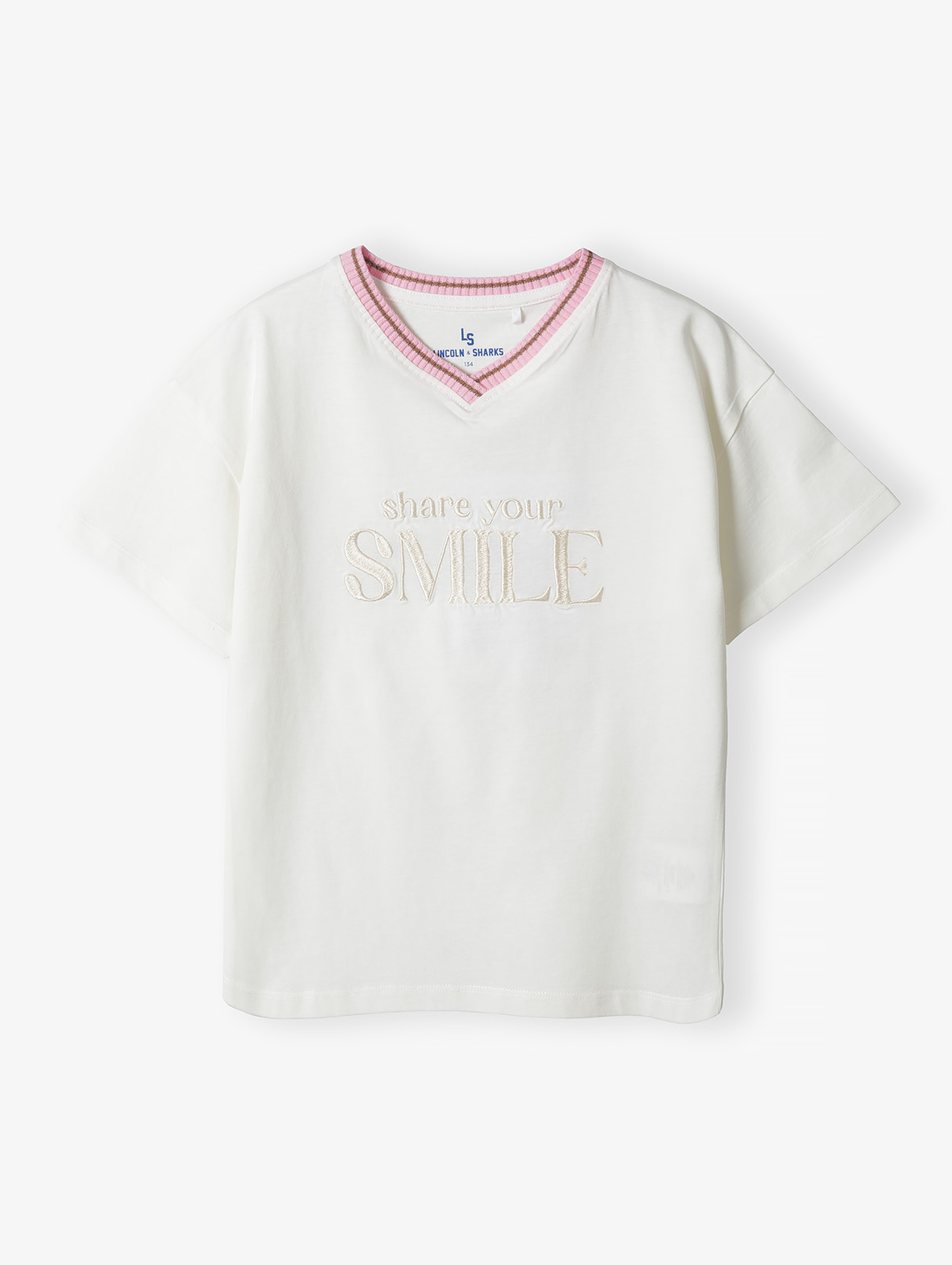 T-shirt pudełkowy dla dziewczynki - SMILE - Lincoln&Sharks