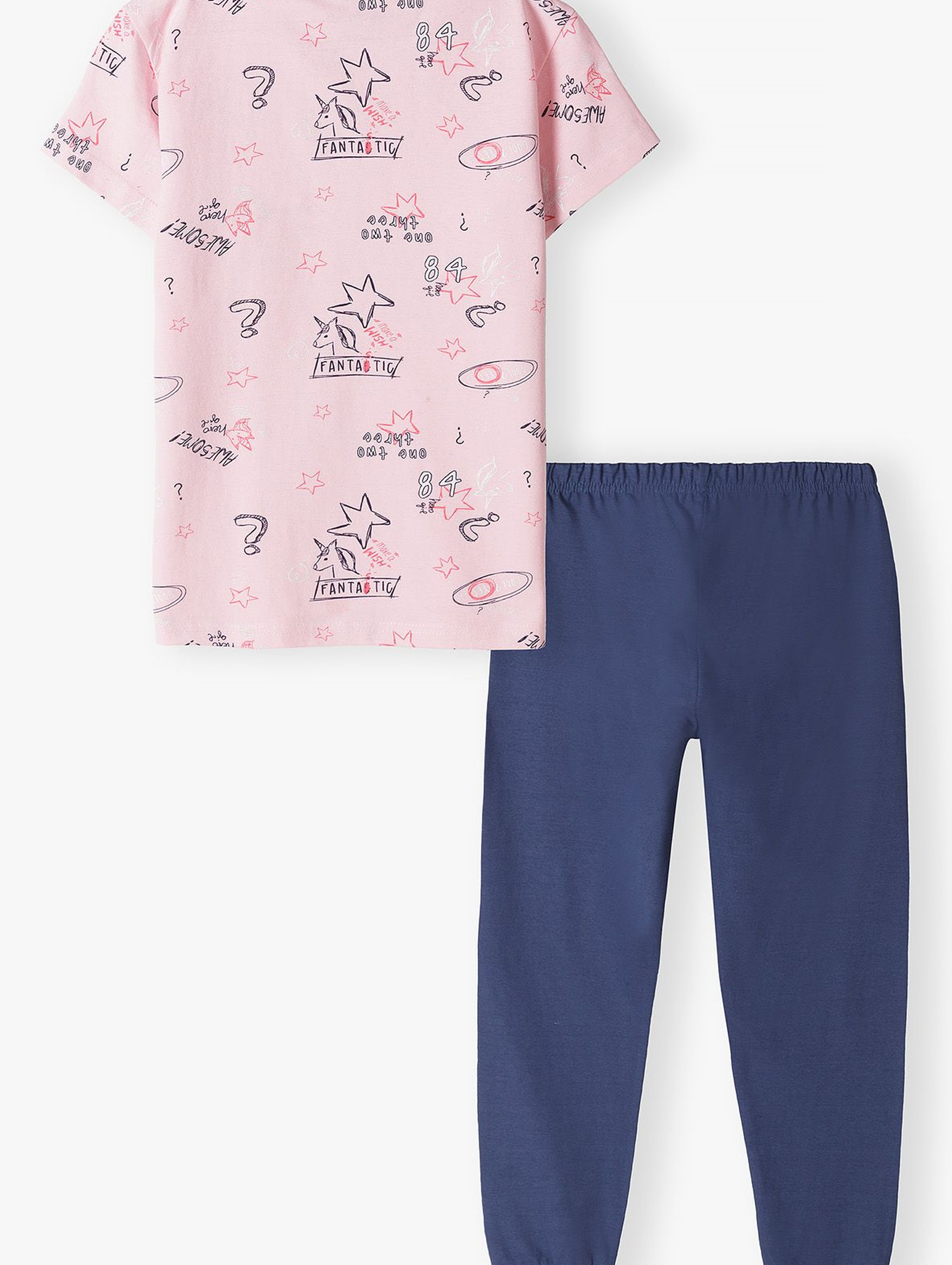 Dwuczęściowa piżama dla dziewczynki - T-shirt we wzory + długie spodnie