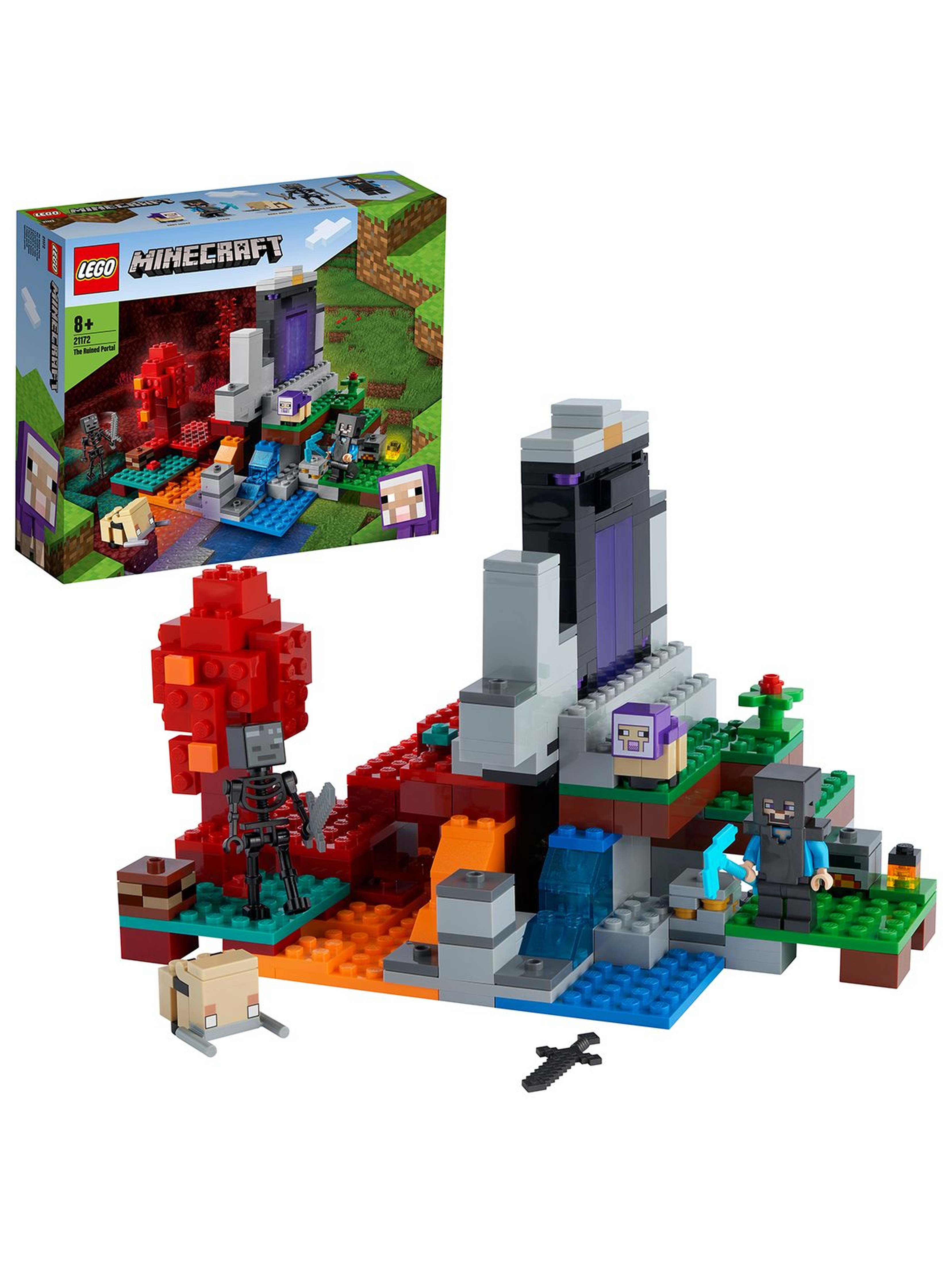 LEGO® Minecraft Zniszczony portal 21172- 316 elementów, wiek 8lat