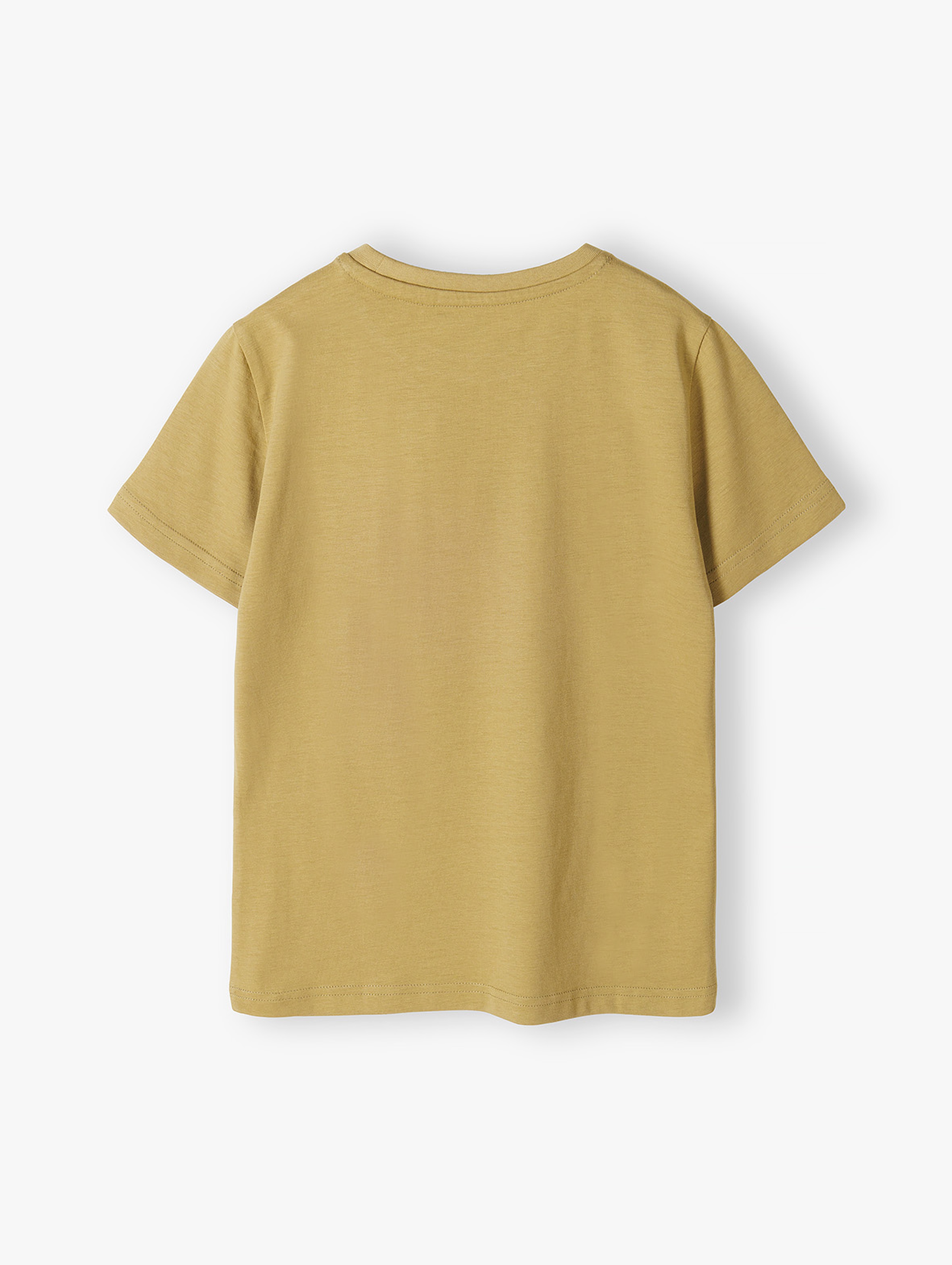 Bawełniany brązowy t-shirt z małym nadrukiem z przodu