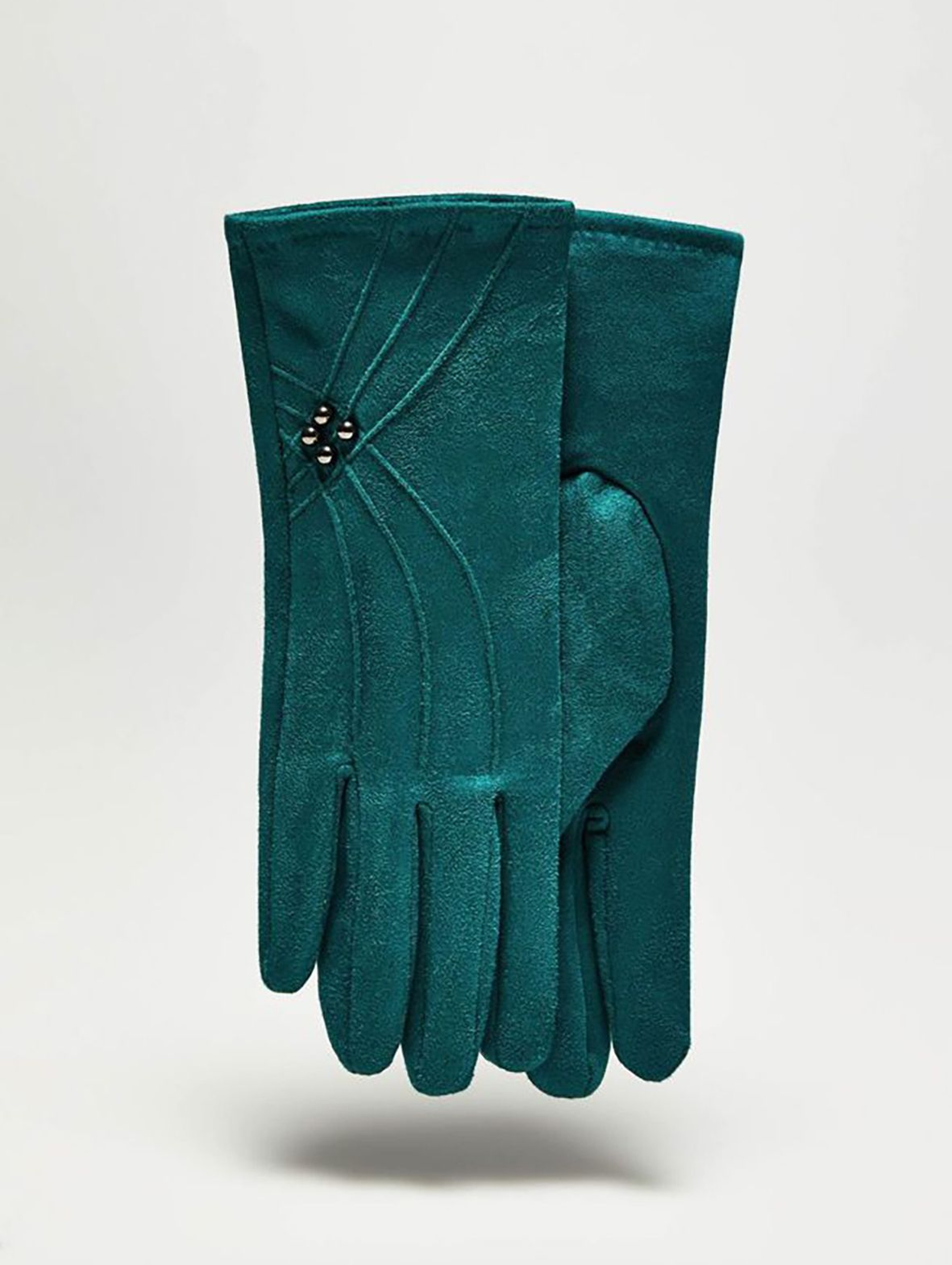 Długie stylowe rękawiczki damskie z zamszu - zielone