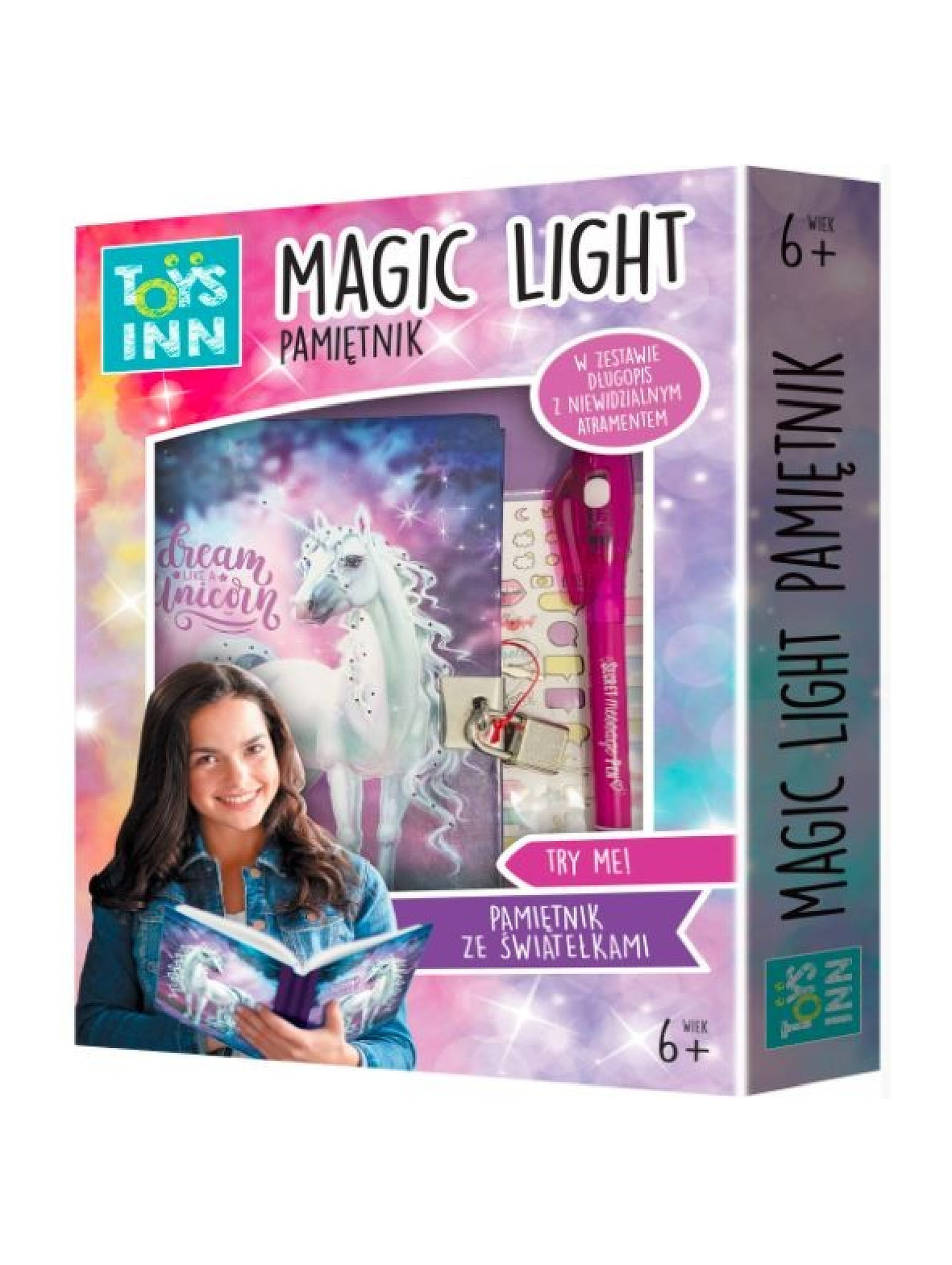 Stnux Pamiętnik Magic Light Unicorn z lampkami LED + długopis i naklejki