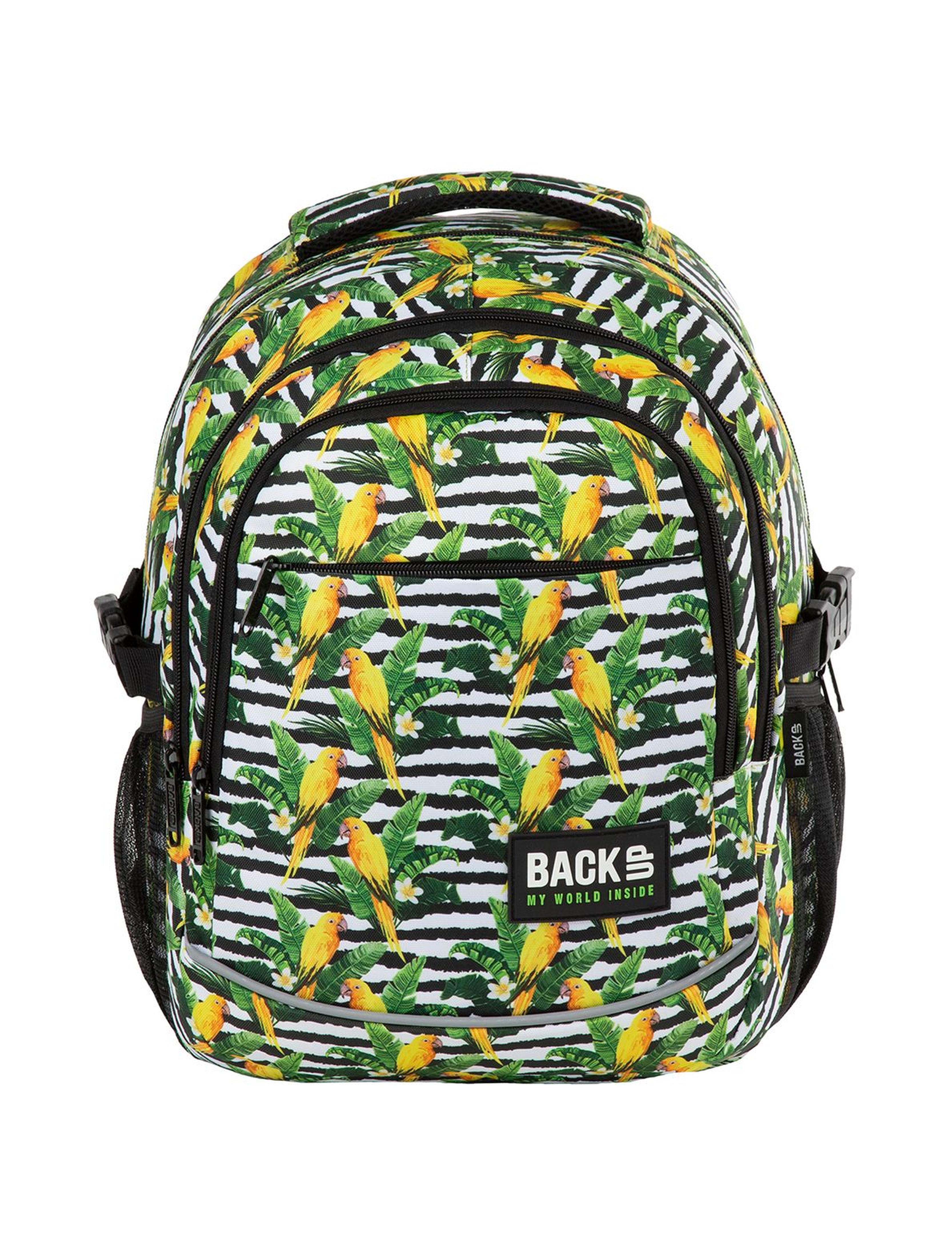 Plecak szkolny BackUp  w papugi- 3komorowy