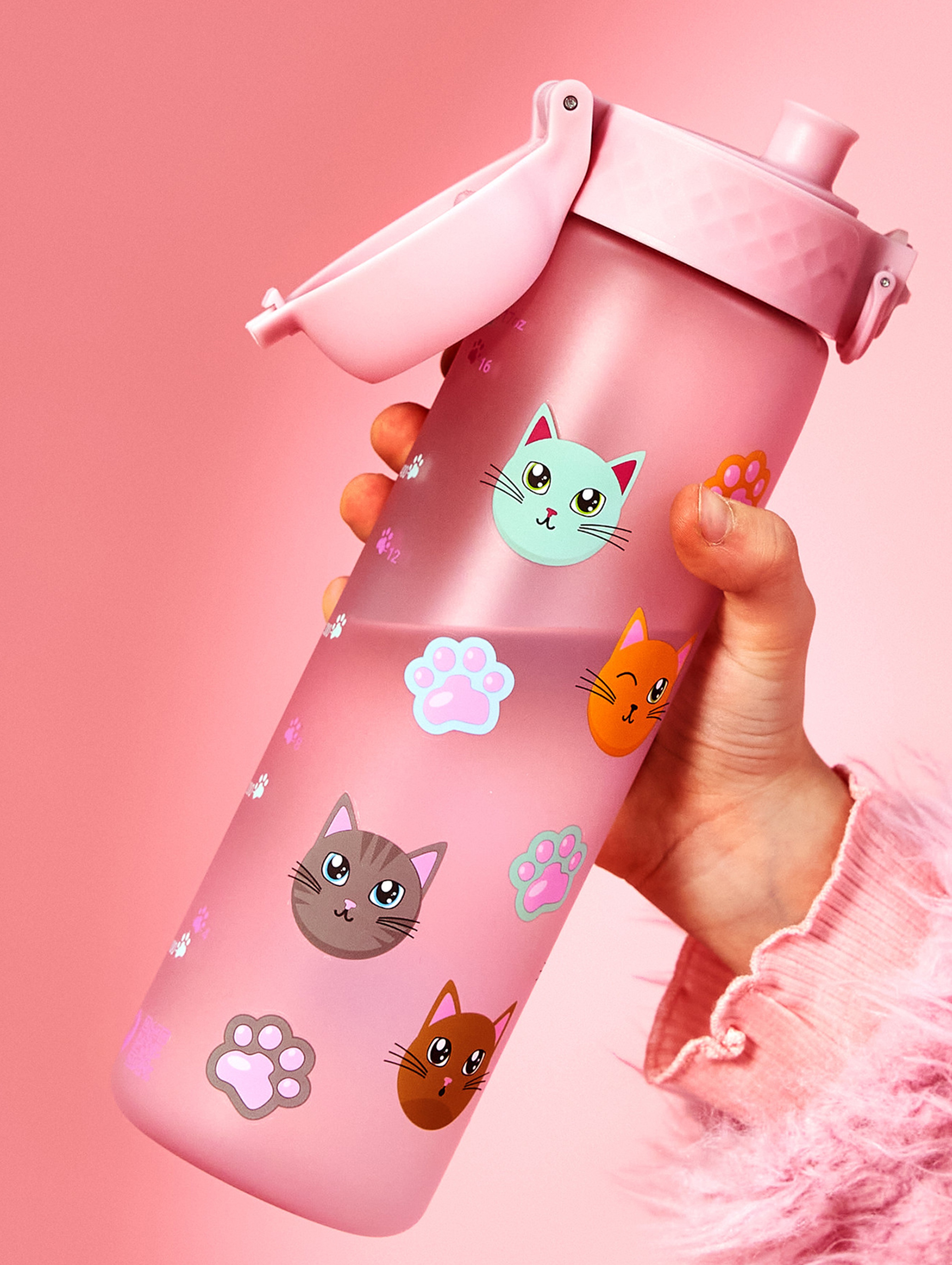 Butelka na wodę ION8 BPA Free Cats 500ml różowa