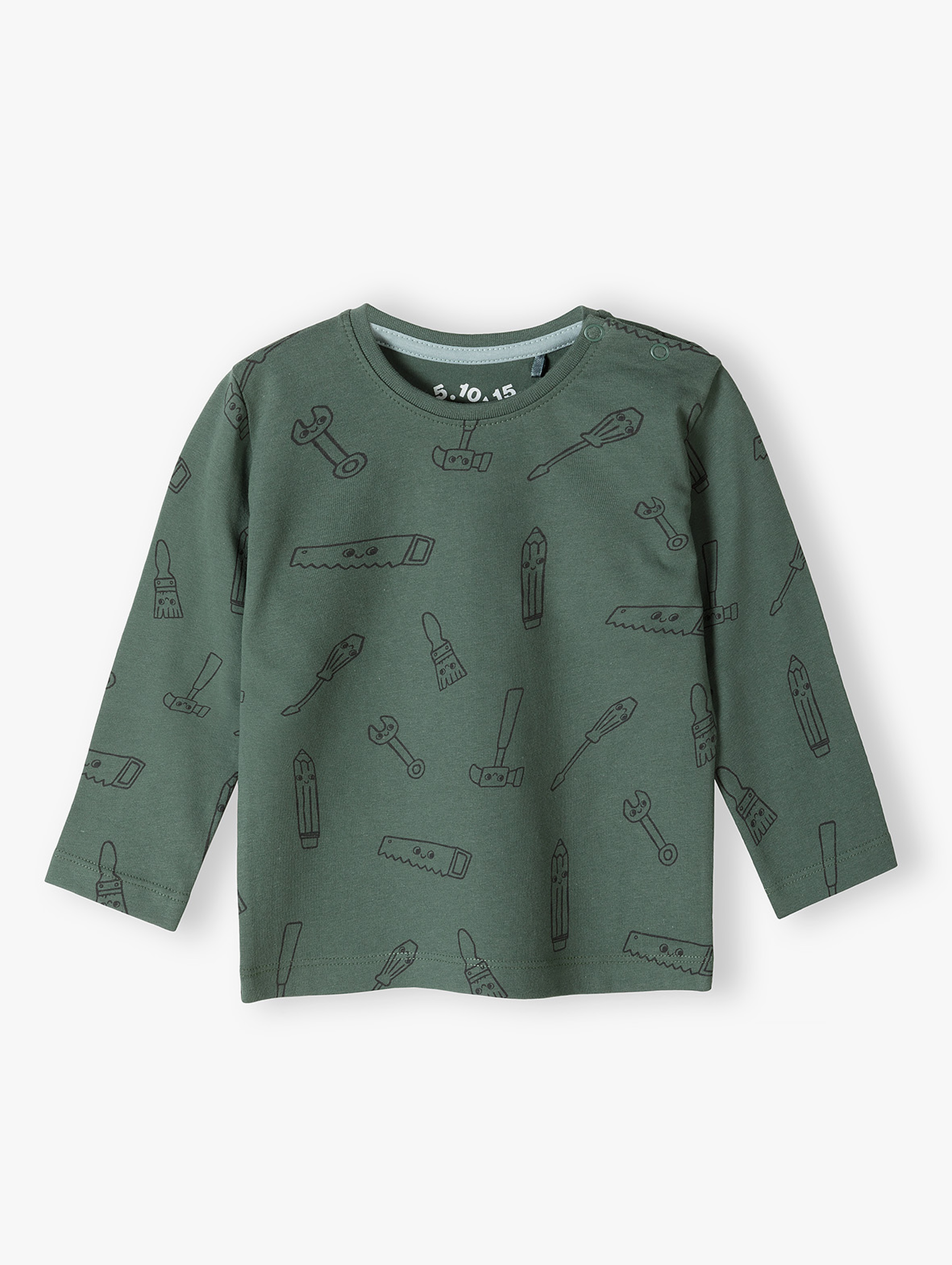 Zielona bawełniana bluzka niemowlęca we wzory