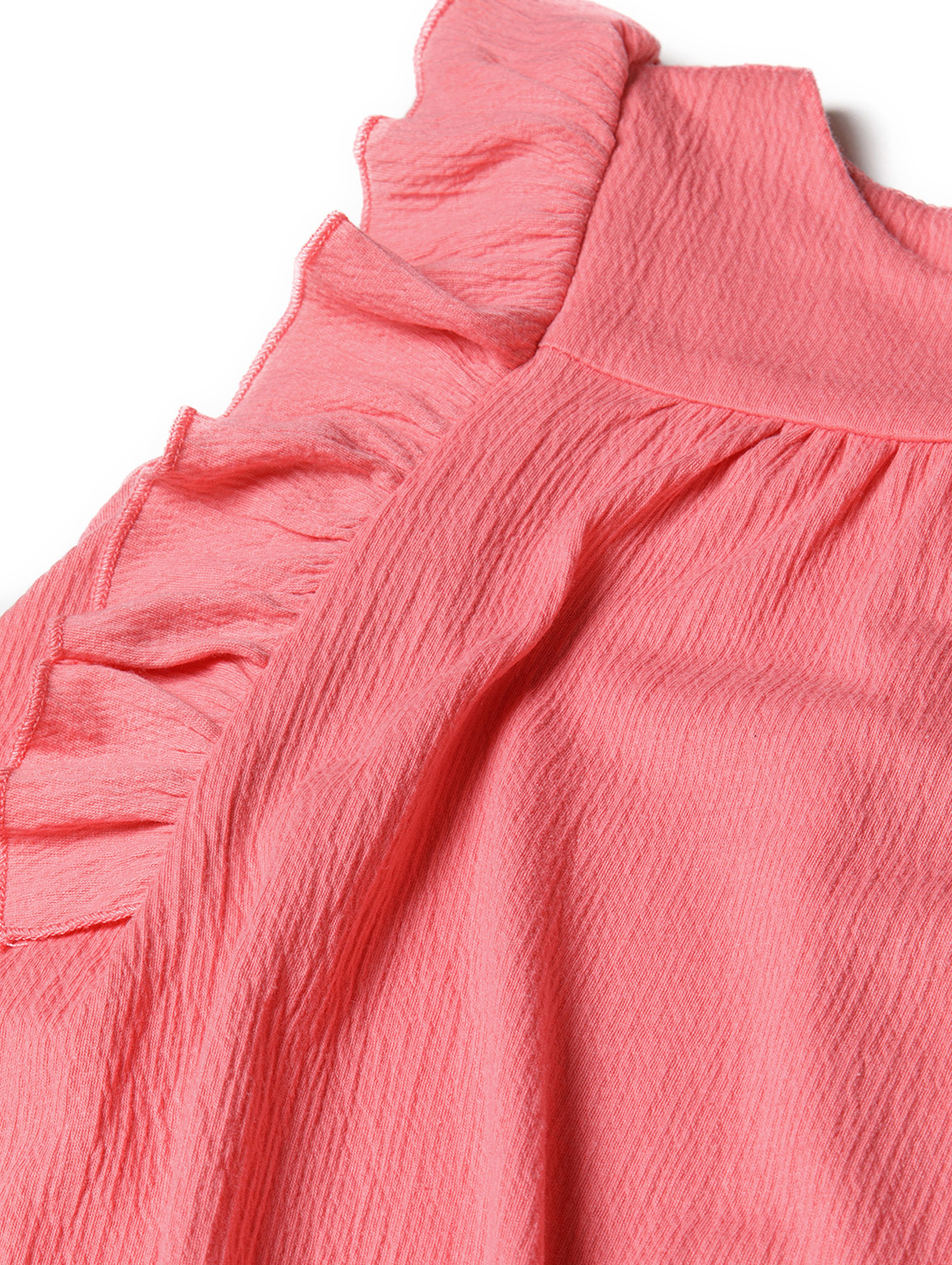 Różowa sukienka letnia dla dziewczynki z falbankami