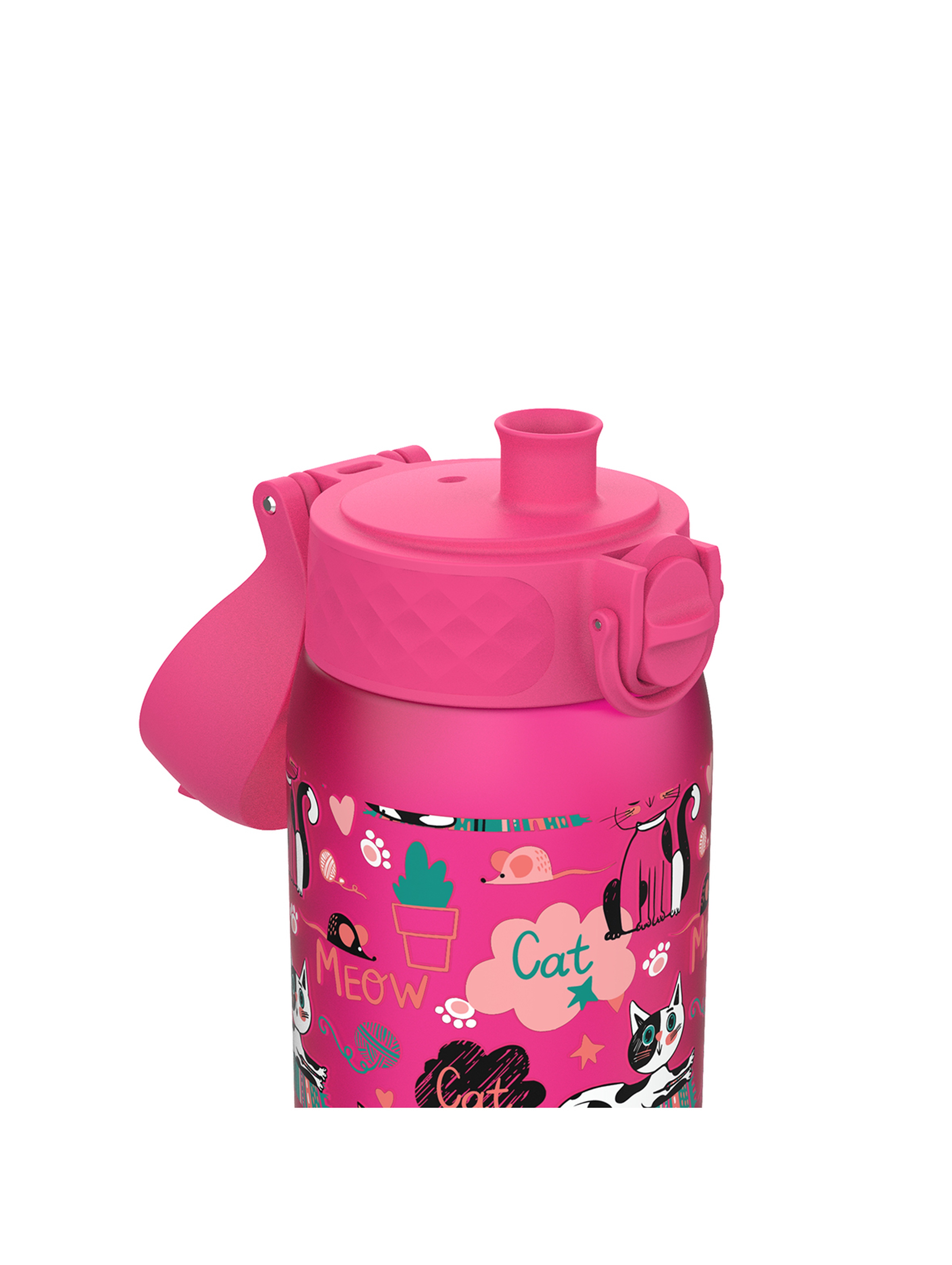 Butelka na wodę ION8 BPA Free Cats 350ml - różowa