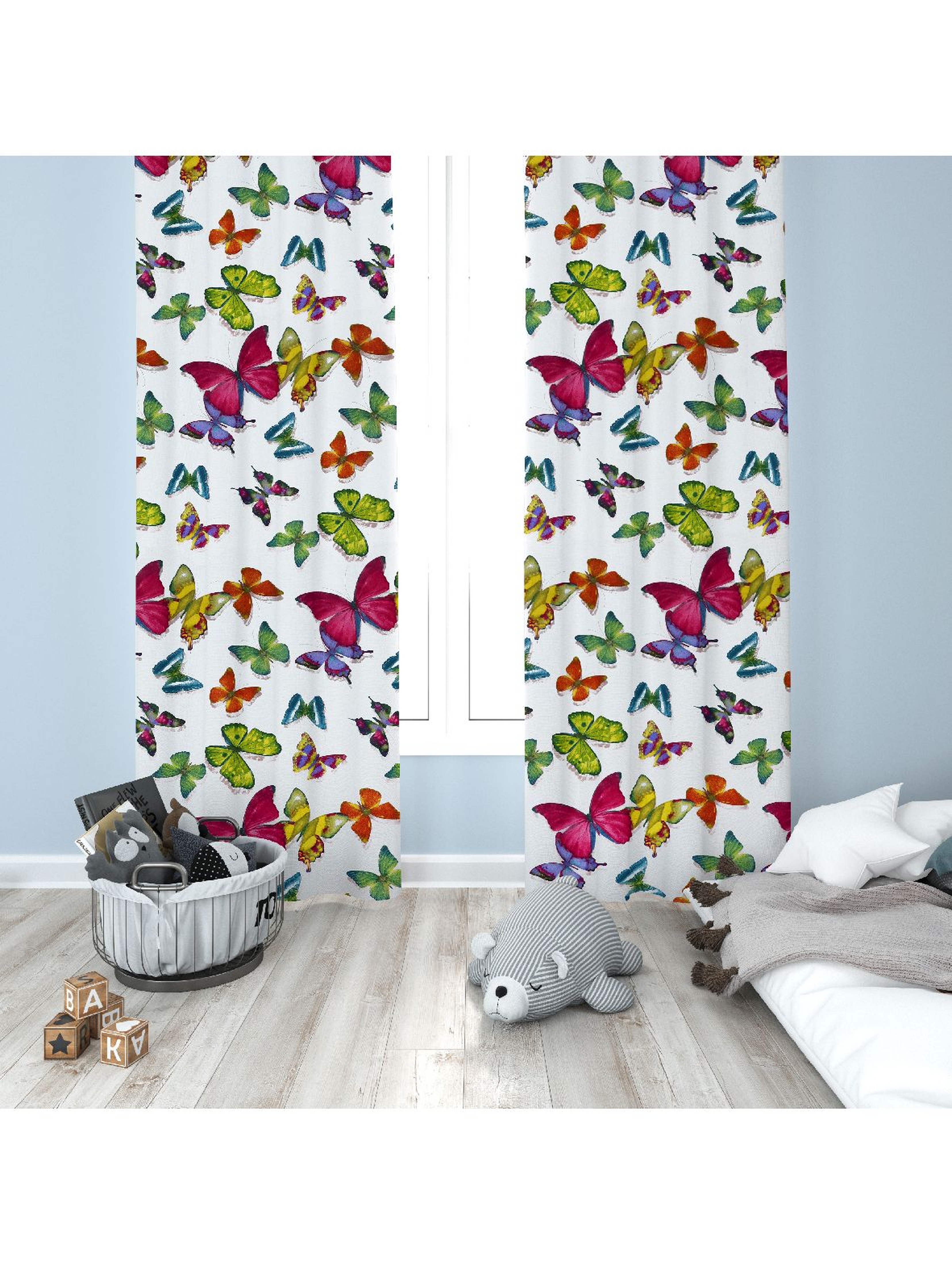Zasłona dekoracyjna do pokoju dziecka - Kolorowe Motyle 135x250cm