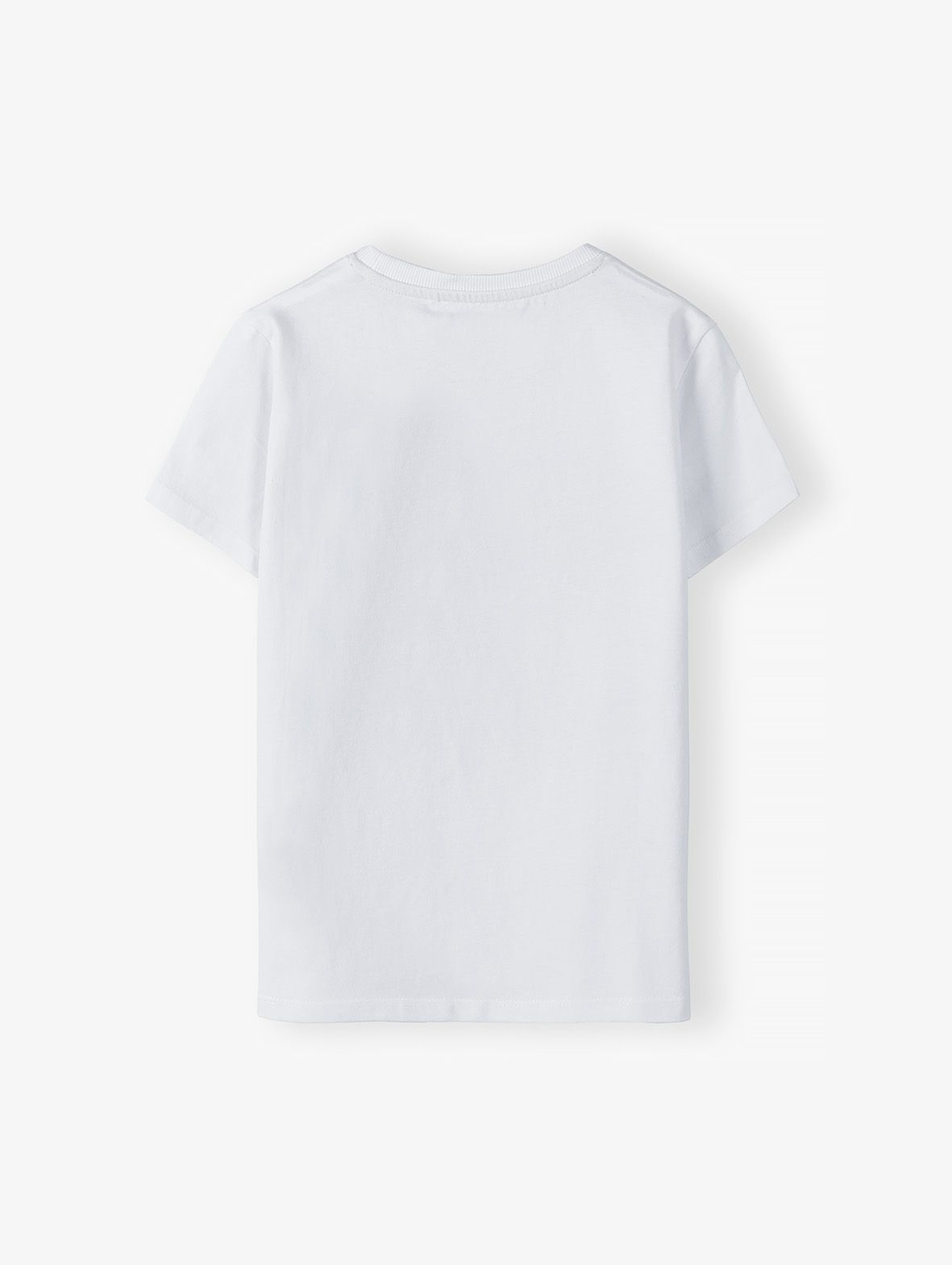 Dzianinowy T-shirt dla chłopca biały z nadrukiem