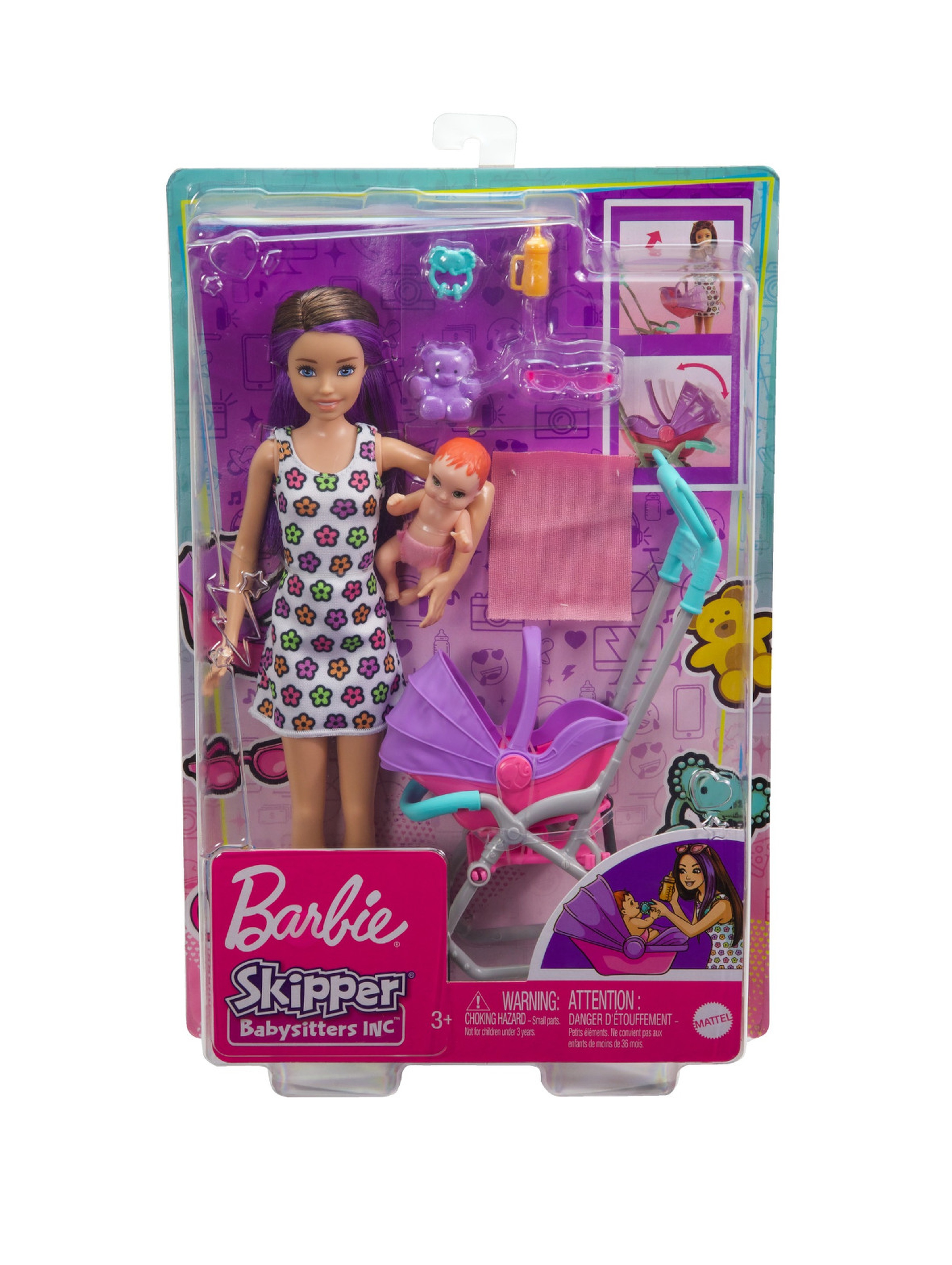 Barbie Opiekunka Lalka Skipper - wózek i bobas