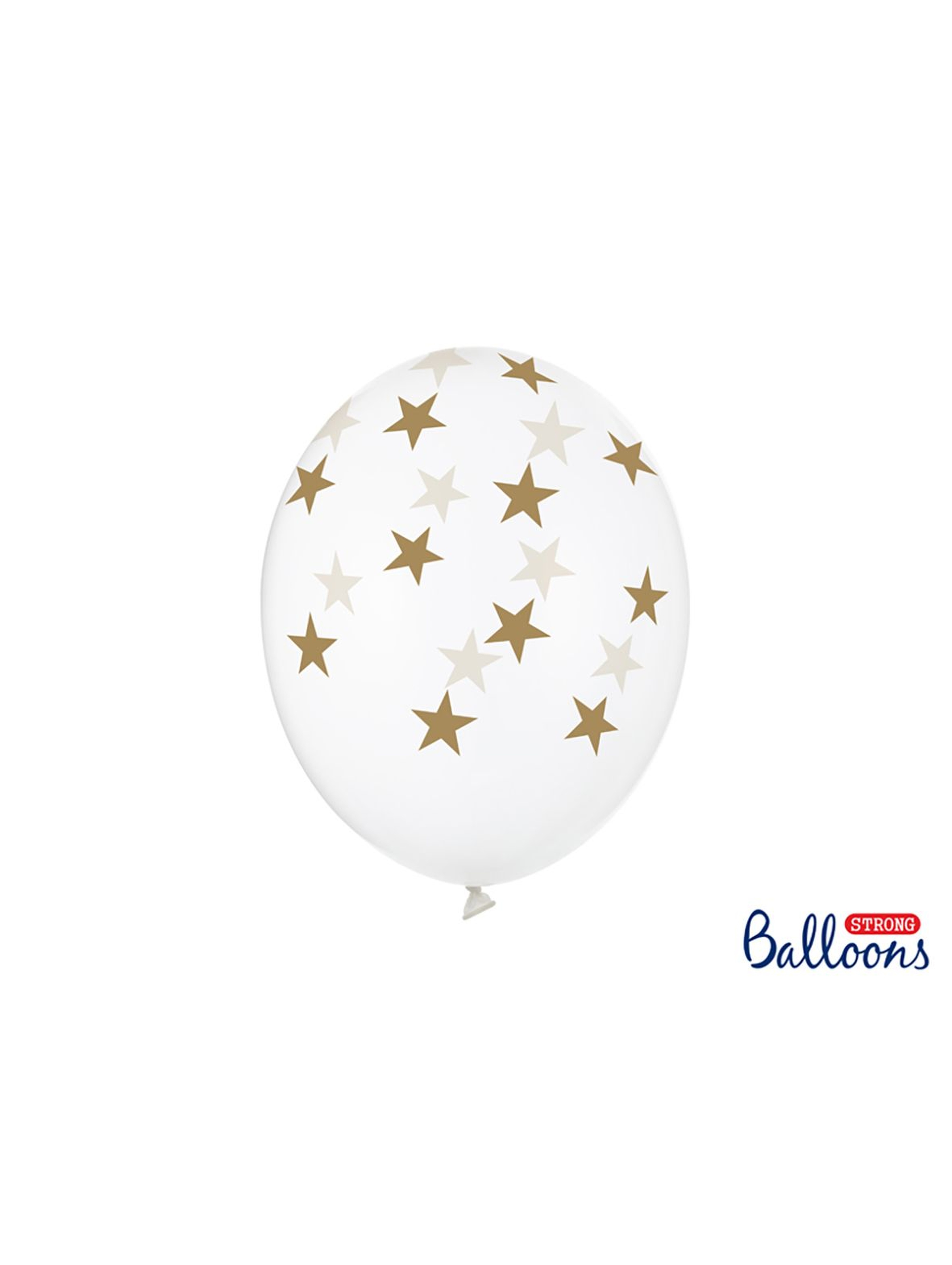 Balony 30 cm w złote gwiazdki - Crystal Clear 6 sztuk