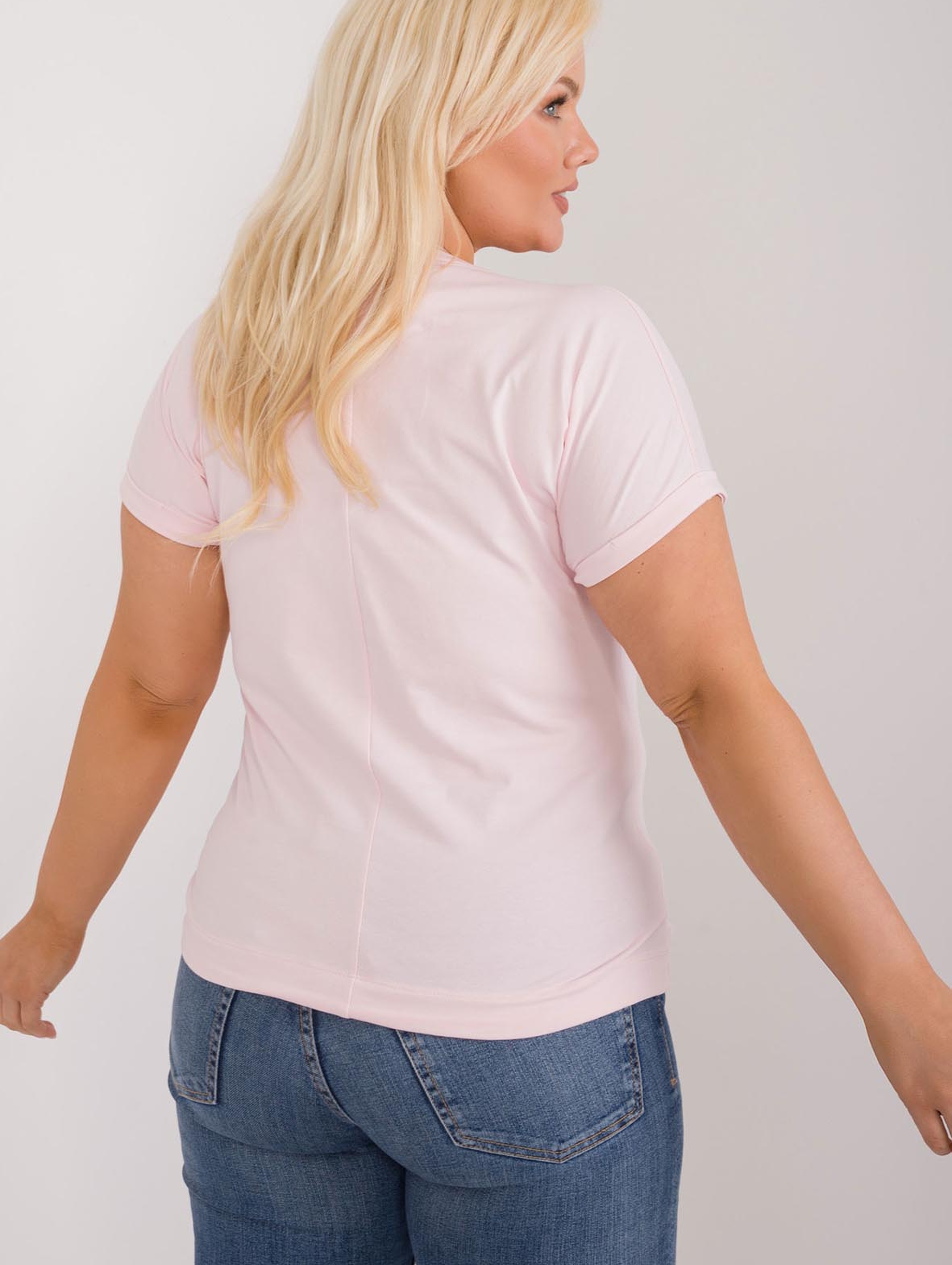 Damska koszulka plus size jasno różowa