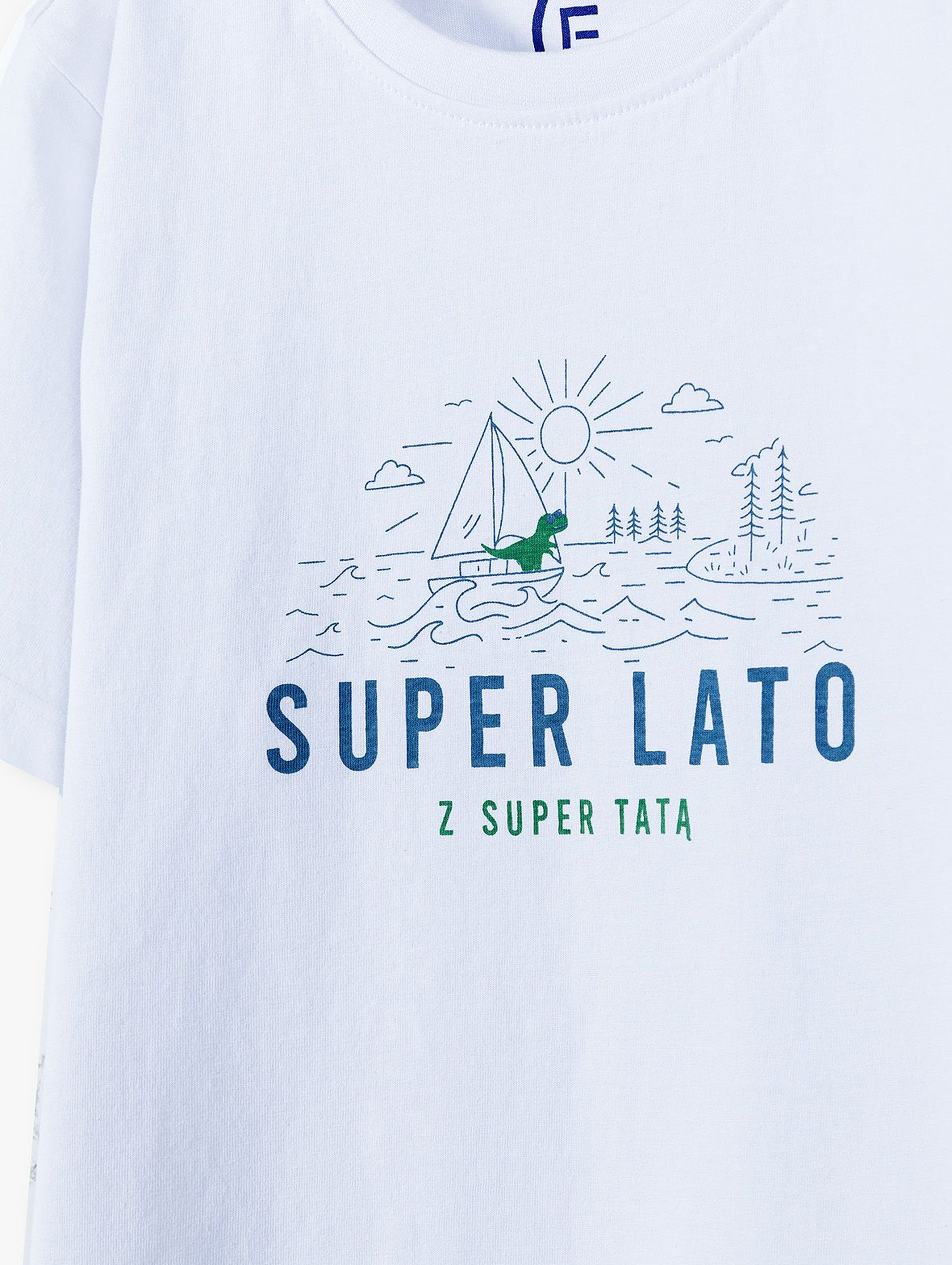 Bawełniany t-shirt chłopięcy z nadrukiem - SUPER LATO Z SUPER TATĄ