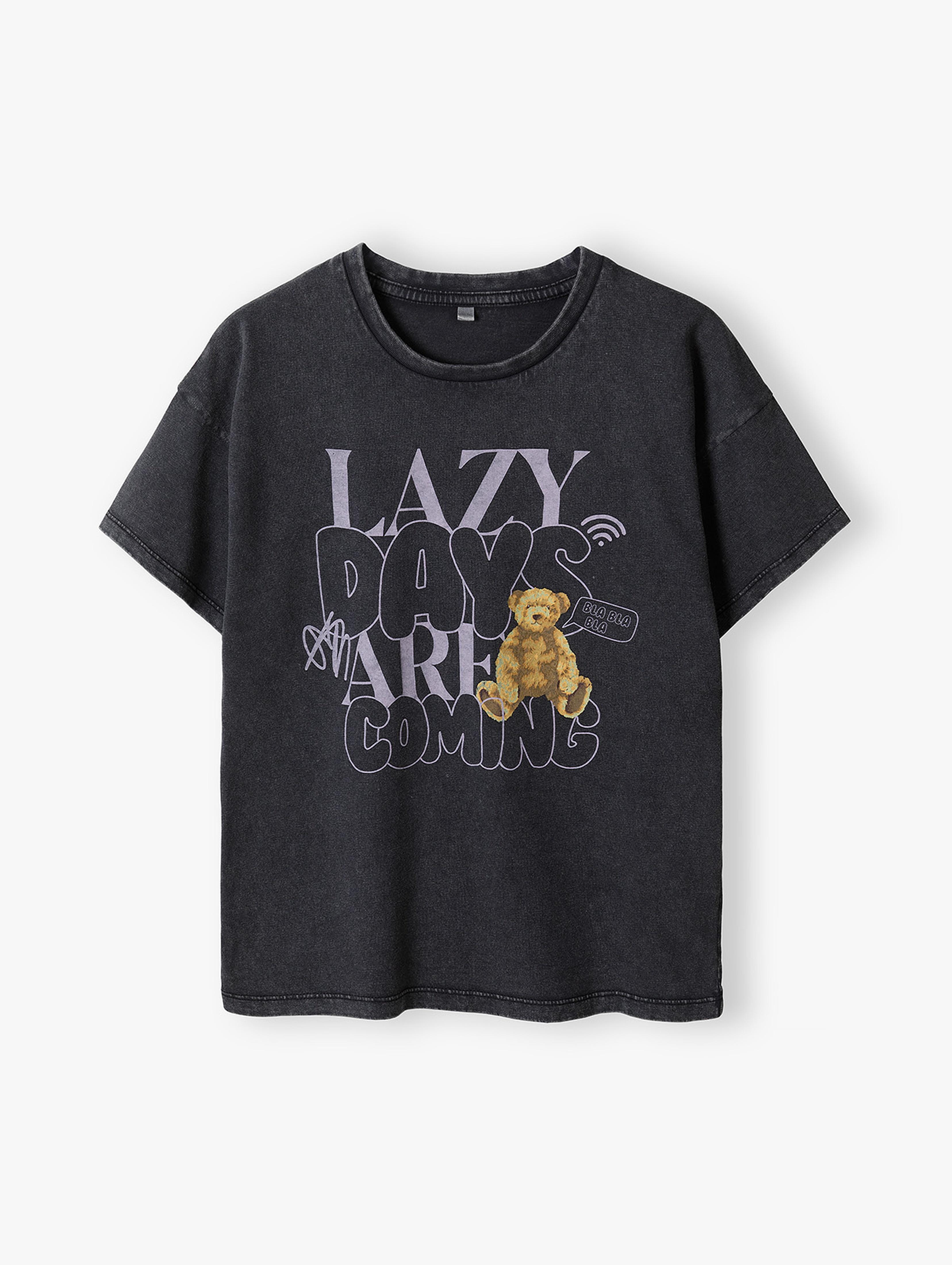T-shirt dziewczęce grafitowy - Lazy Days - Lincoln&Sharks