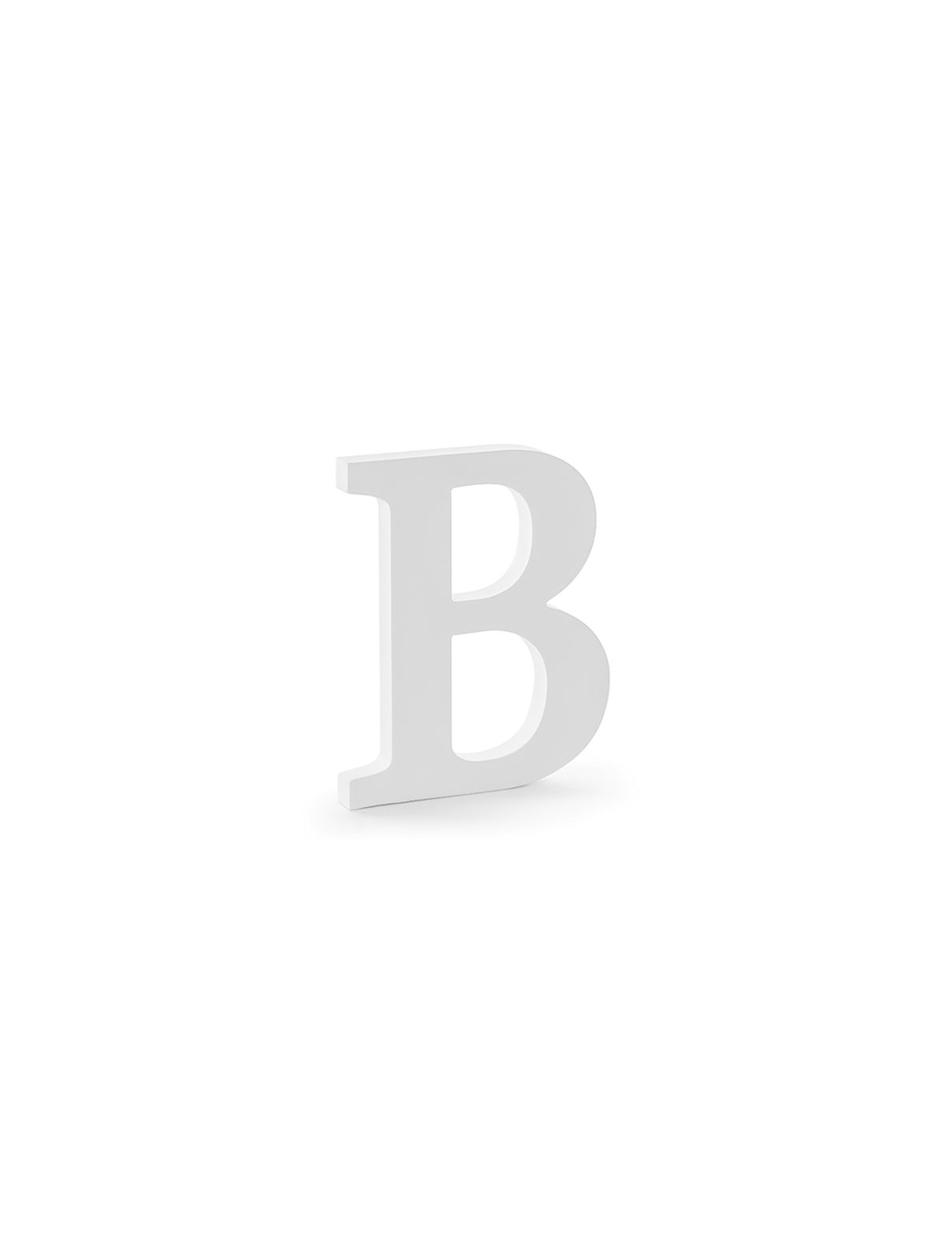 Drewniana litera B biała 16,5x20cm - 1 szt.
