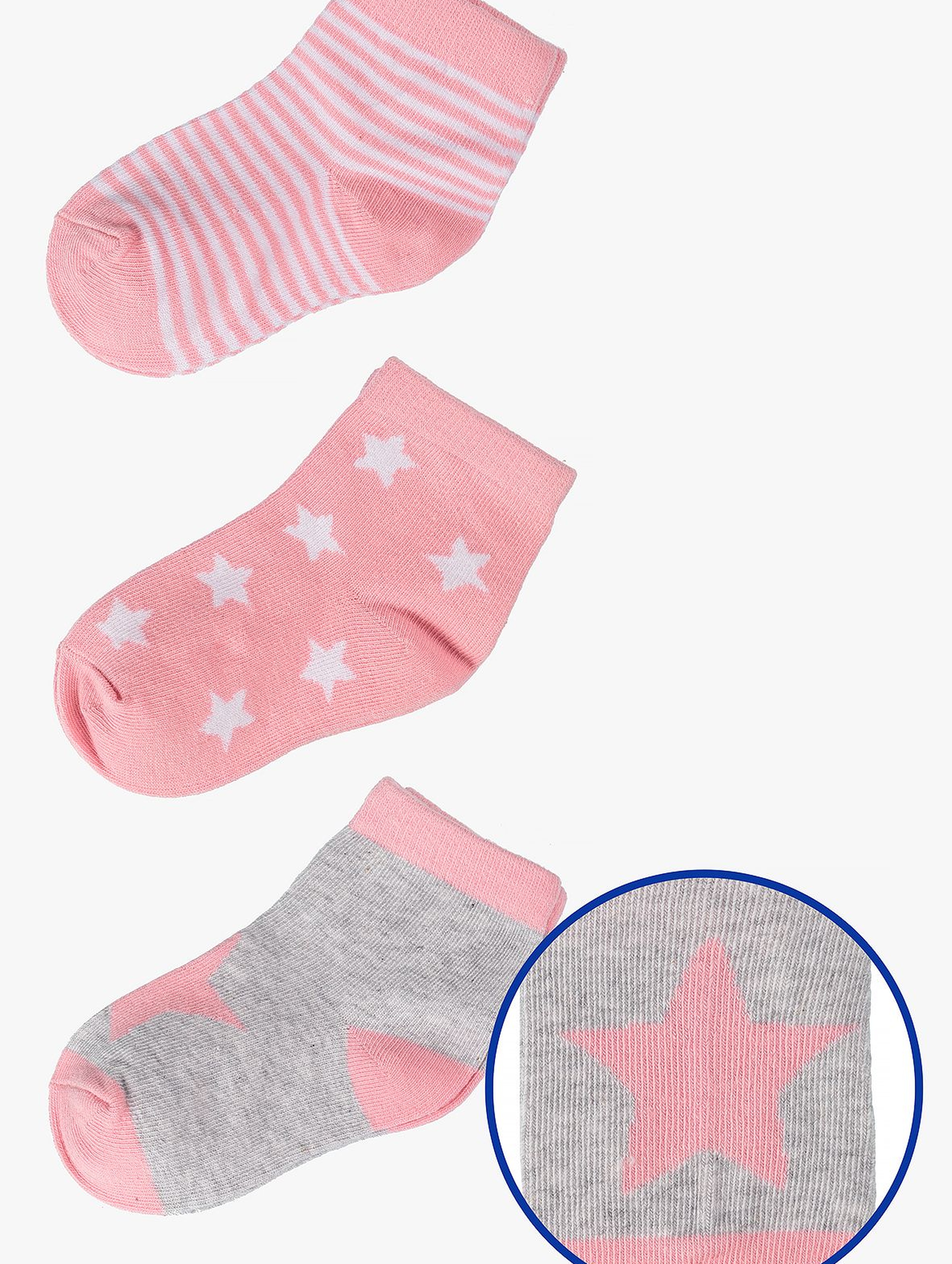 Skarpety niemowlęce różowo-szare 3-pak