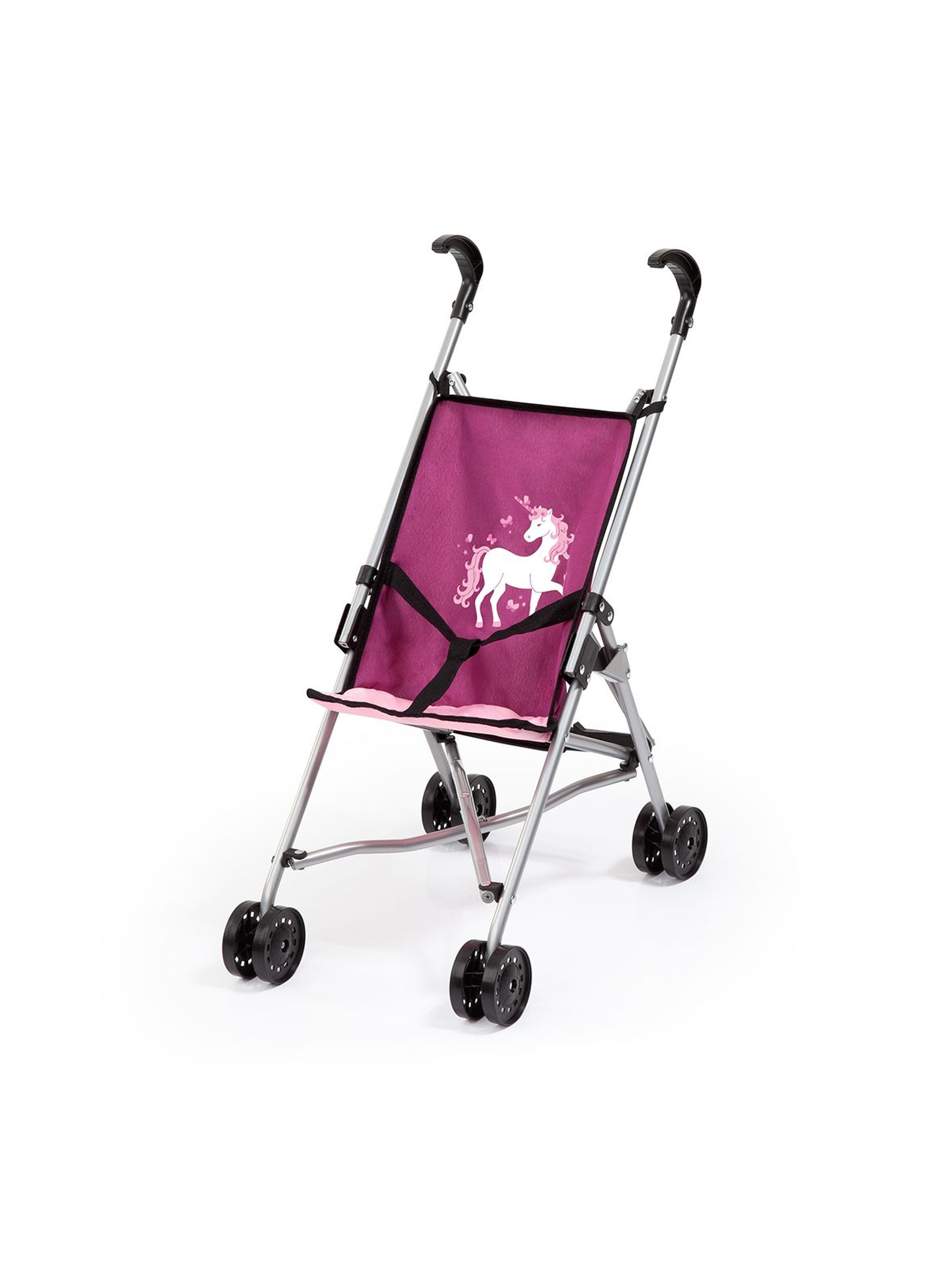 Spacerówka dla lalek z jednorożcem - bordowa