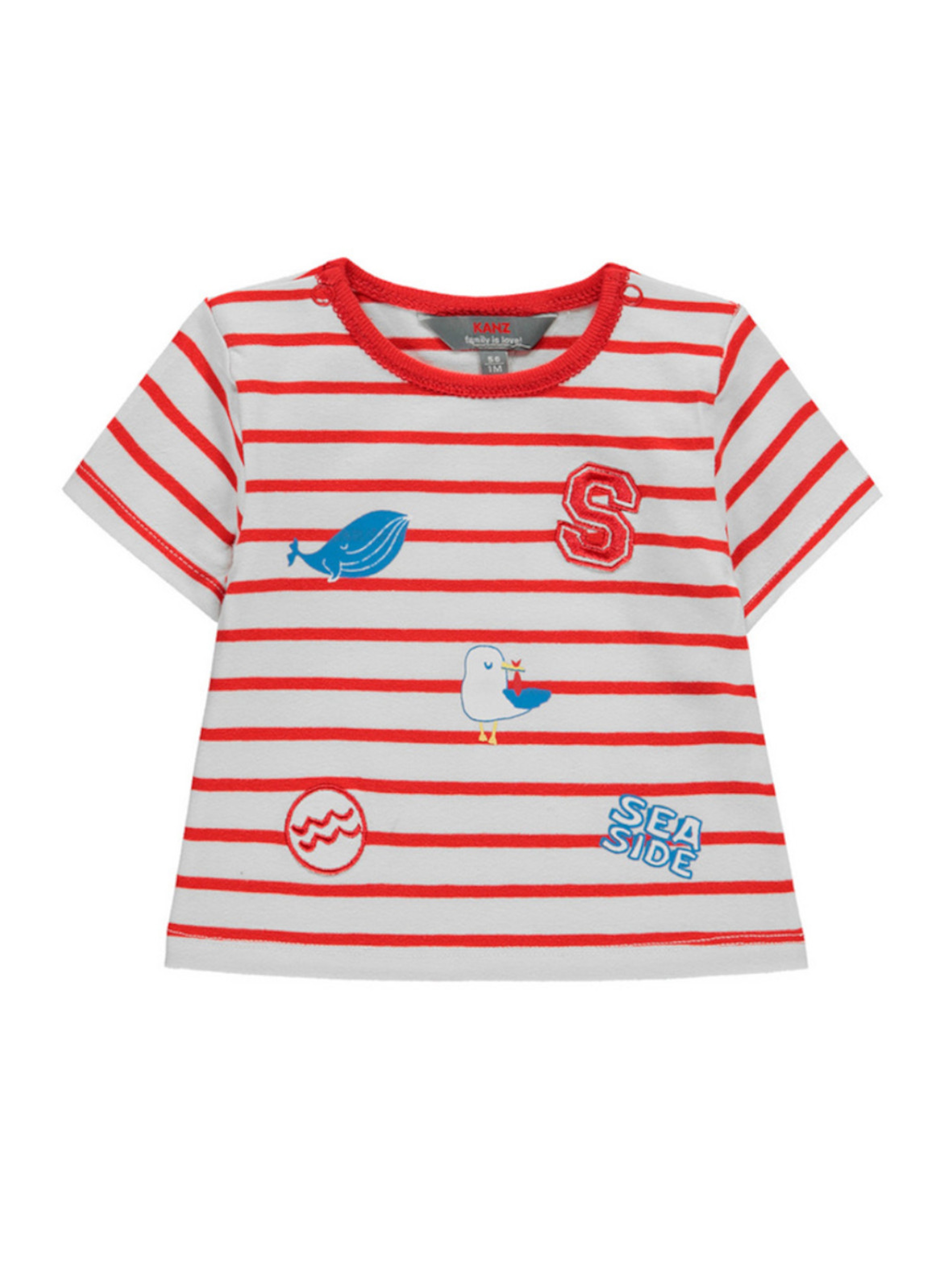 T-shirt niemowlęcy czerwono-biały paski